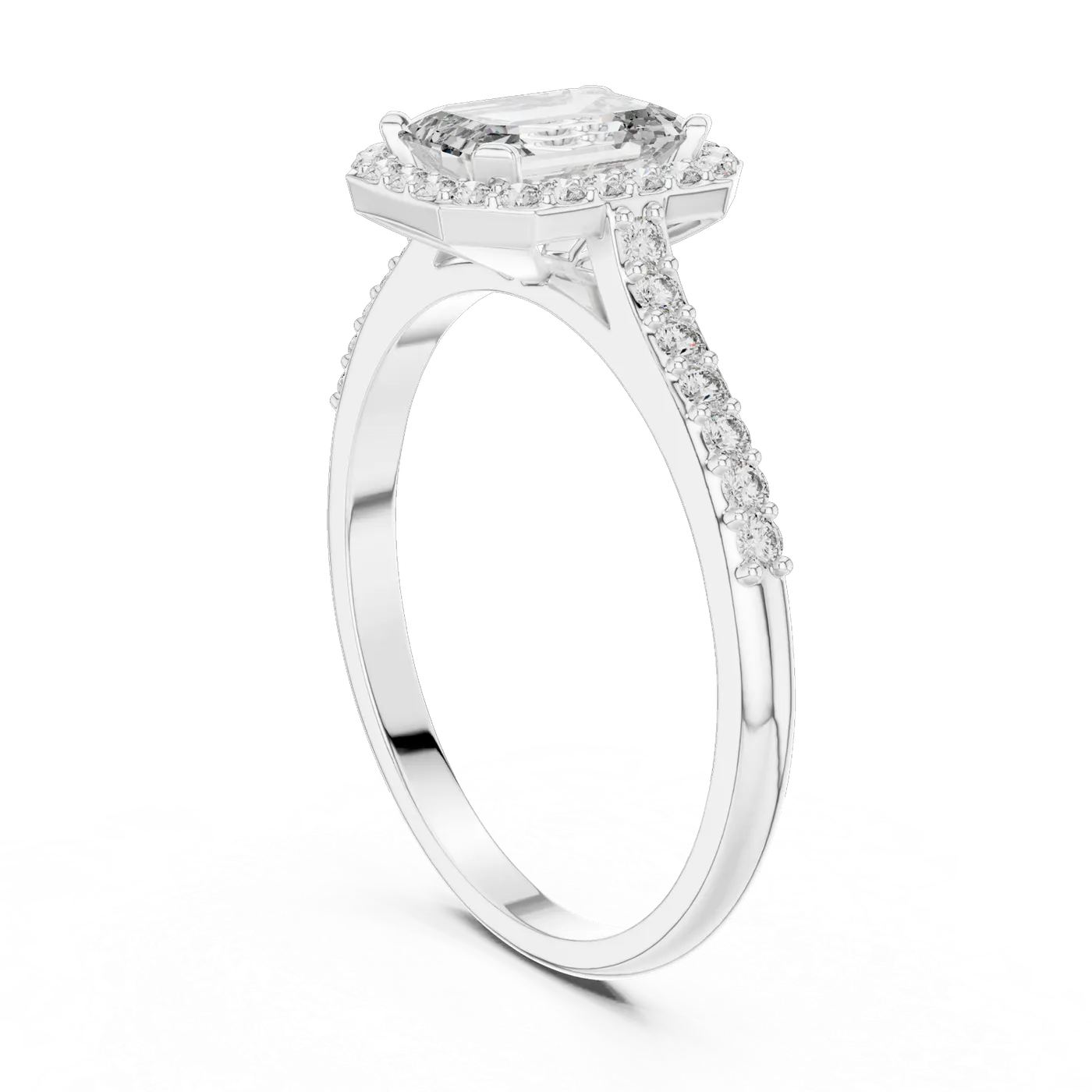 Bague de fiançailles Iris 0,68 ct en or blanc 18 carats, diamant taille émeraude, vue 1