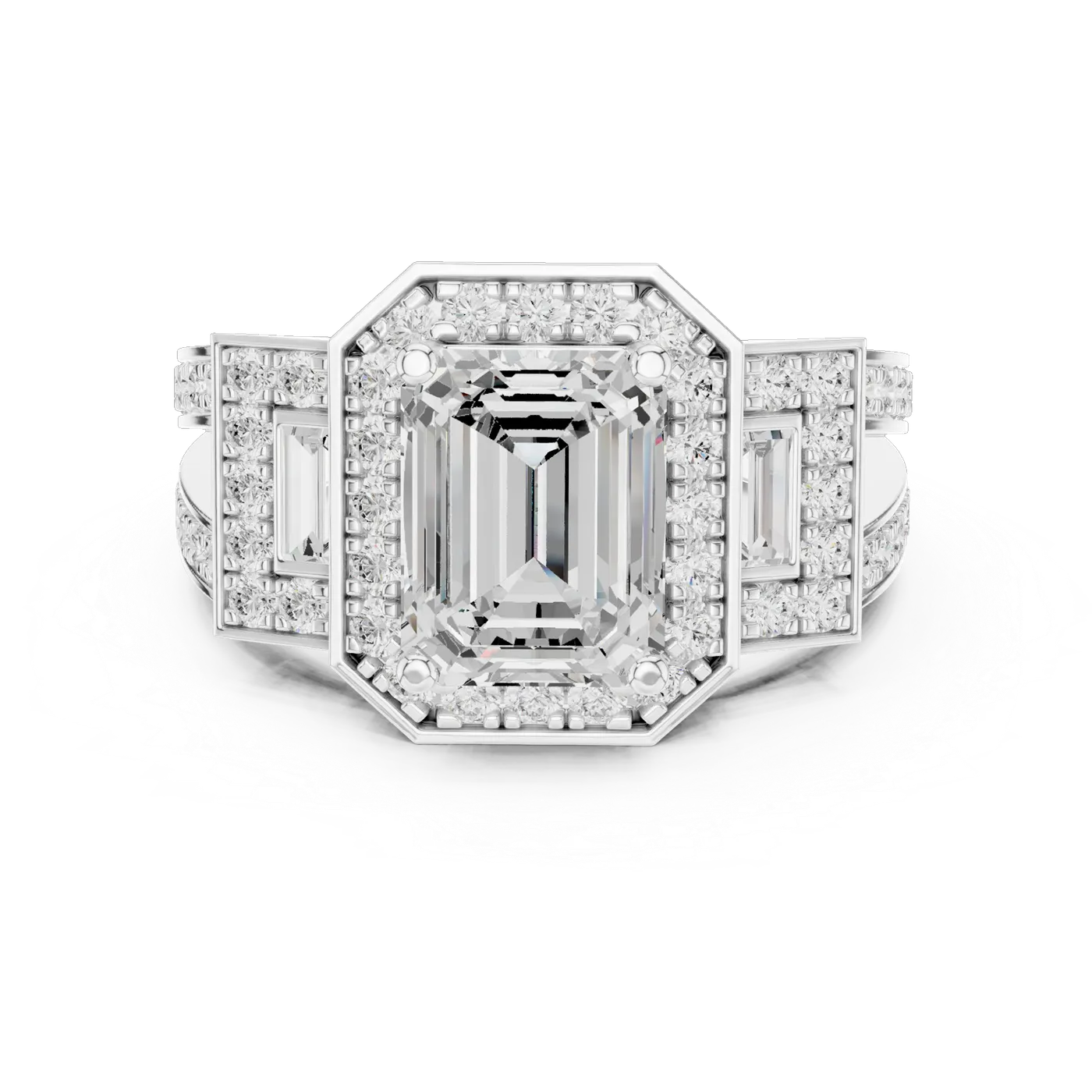Bague de fiançailles Iris 1,75 ct n°2 en or blanc 18 carats, diamant taille émeraude, vue 4