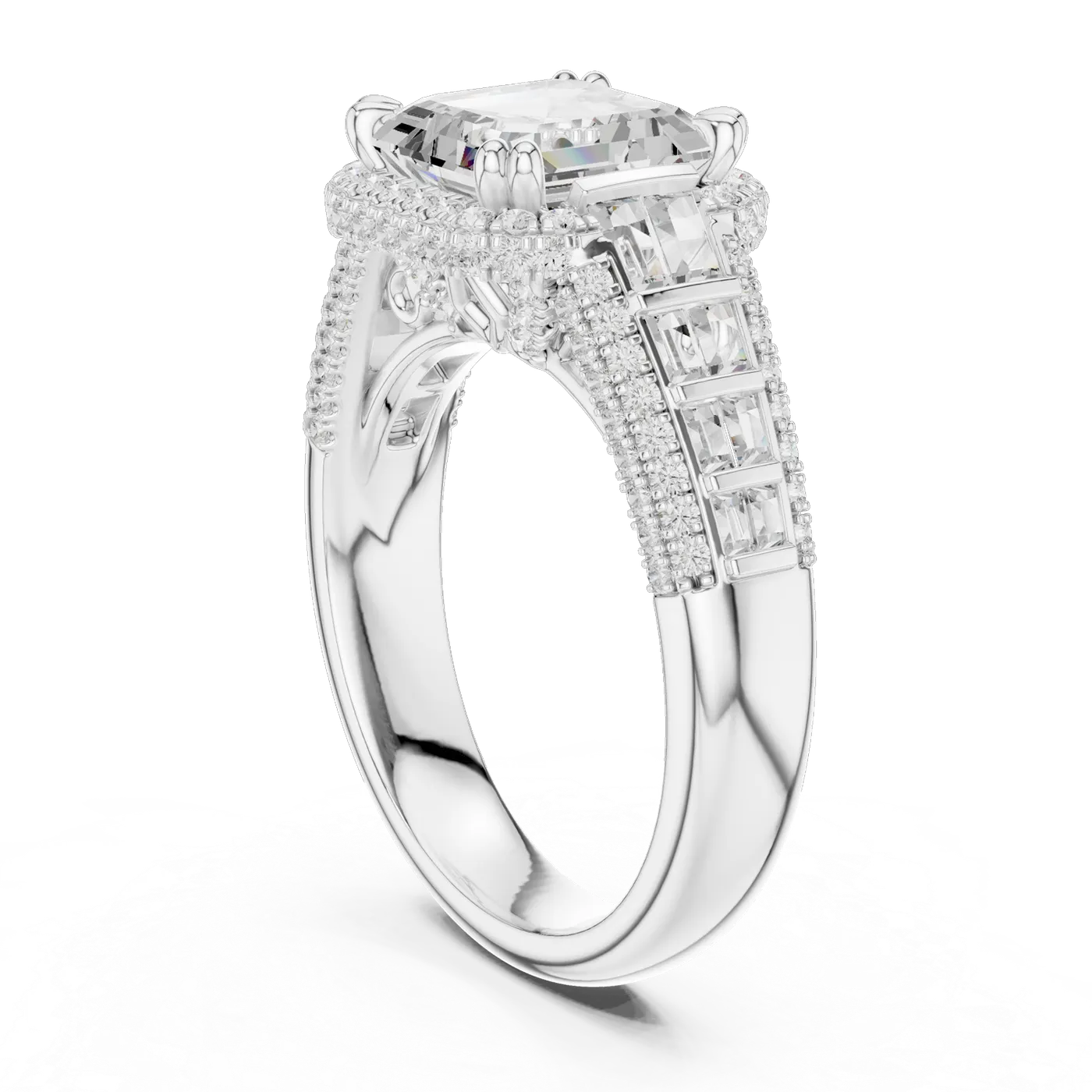 Bague de fiançailles Iris 2,03 ct en or blanc 18 carats, diamant taille émeraude, vue 1