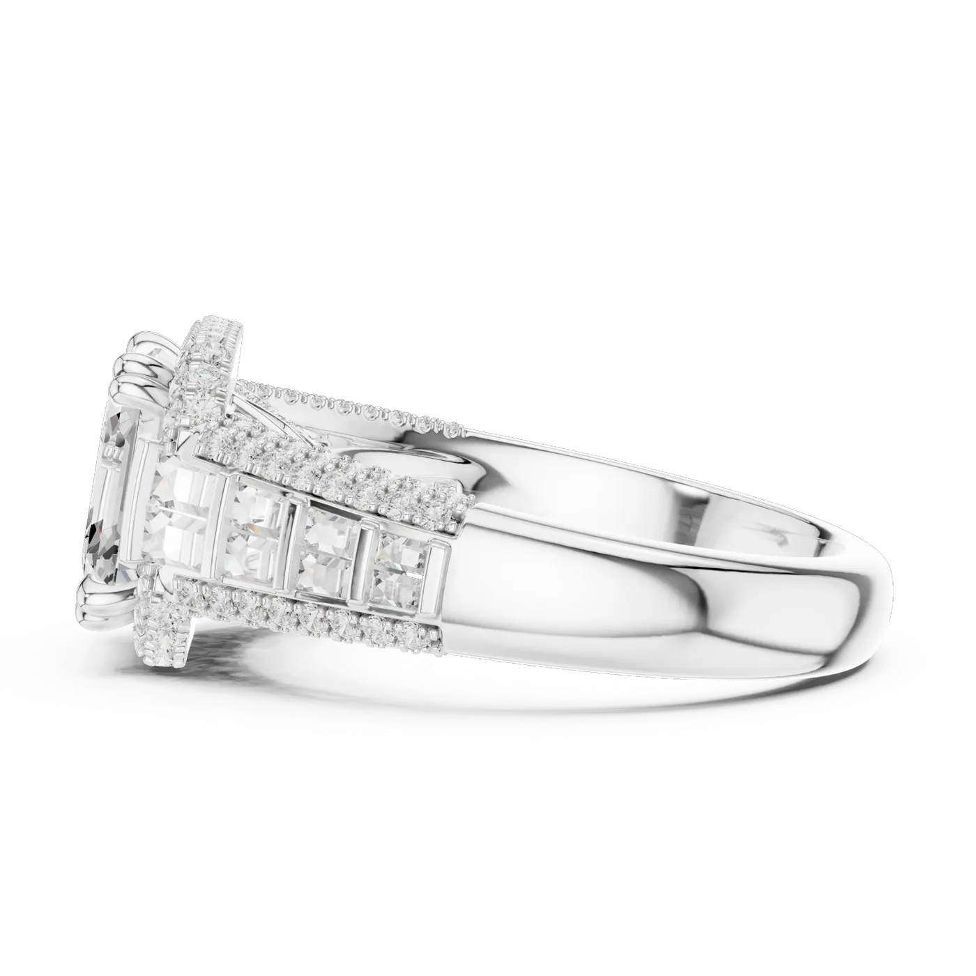 Bague de fiançailles Iris 2,03 ct en or blanc 18 carats, diamant taille émeraude, vue 3