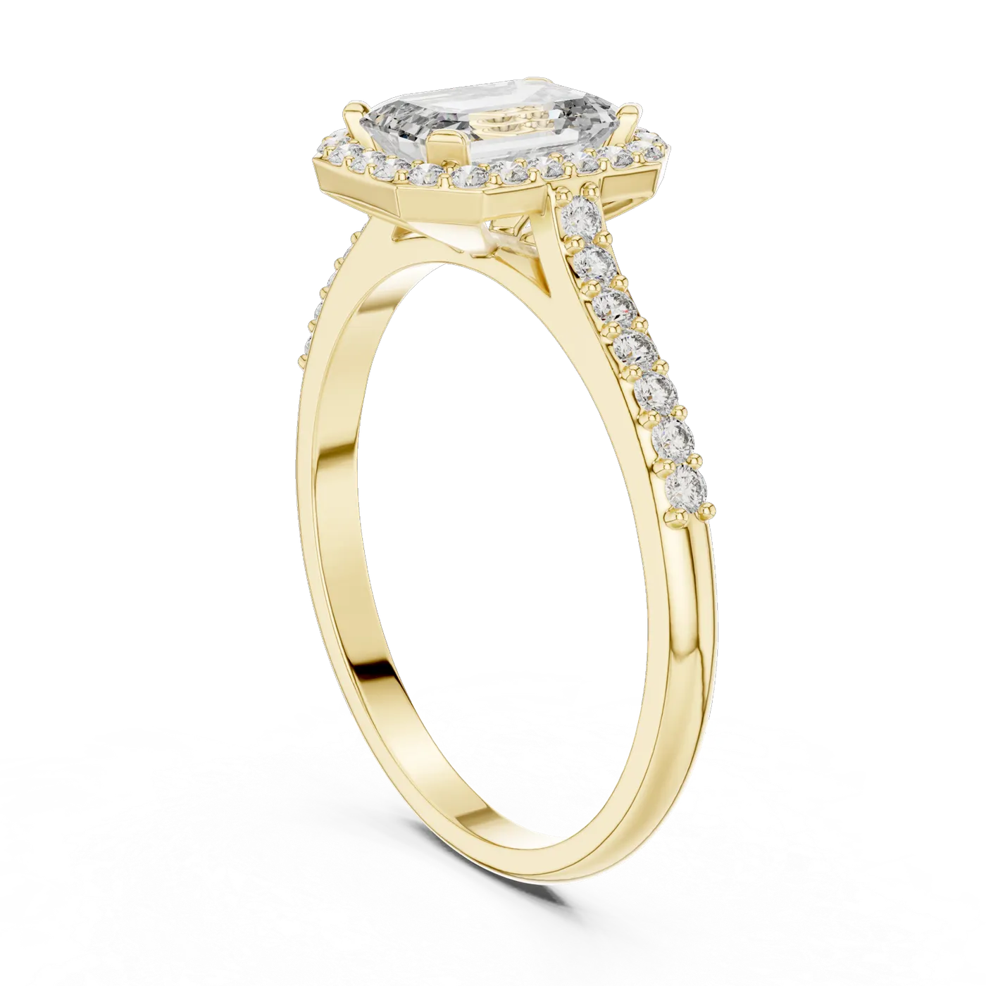 Bague de fiançailles Iris 0,86 ct en or jaune 18 carats, diamant taille émeraude, vue 1