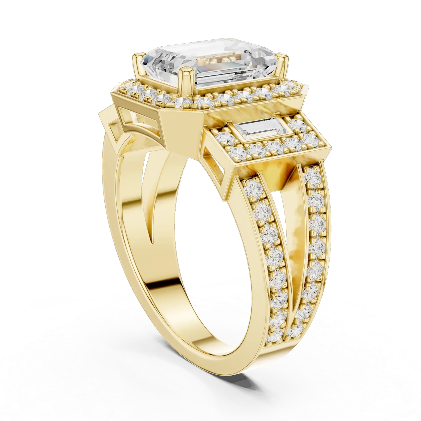 Bague de fiançailles Iris 1,75 ct n°2 en or jaune 18 carats, diamant taille émeraude, vue 1