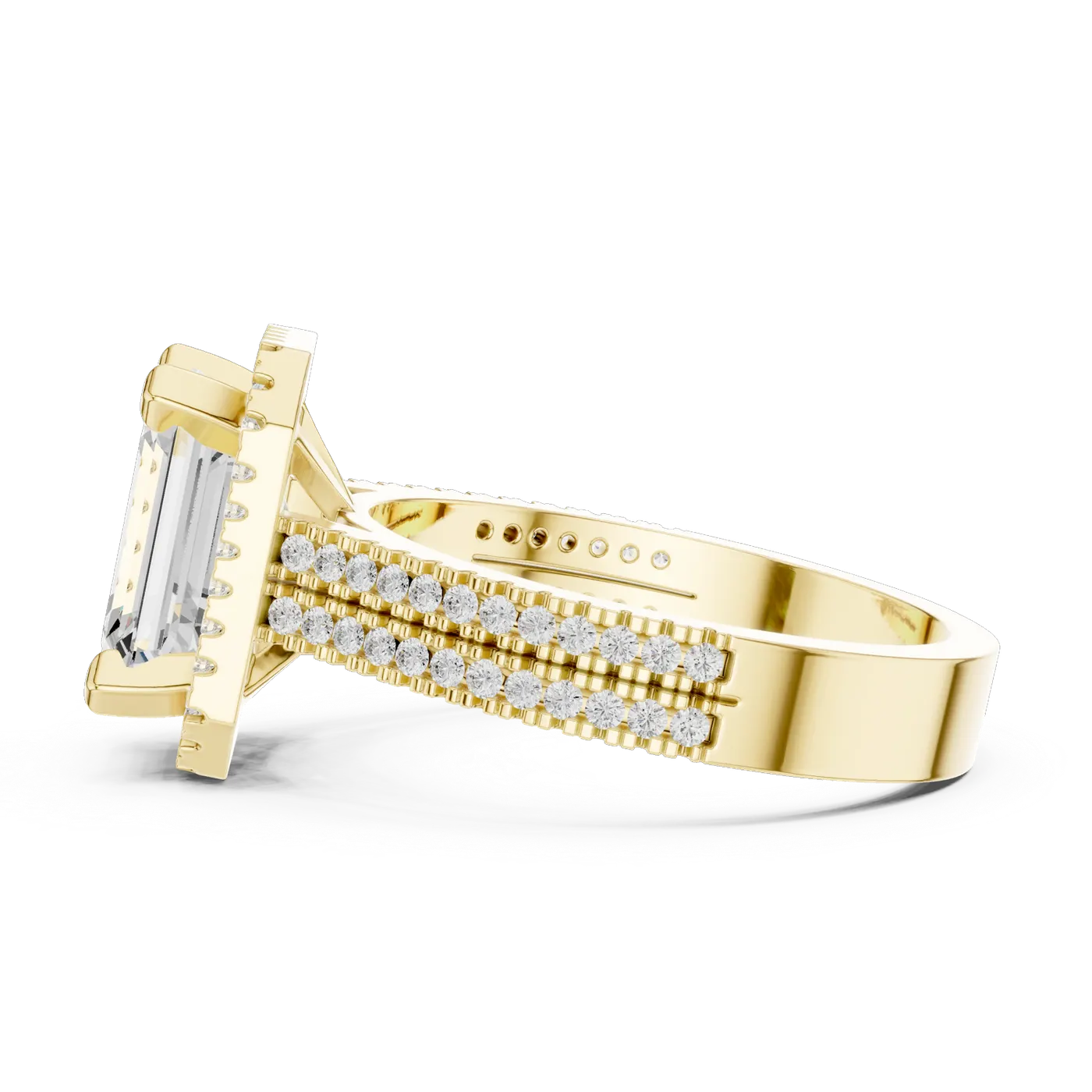 Bague de fiançailles Iris 1,75 ct n°3 en or jaune 18 carats, diamant taille émeraude, vue 3