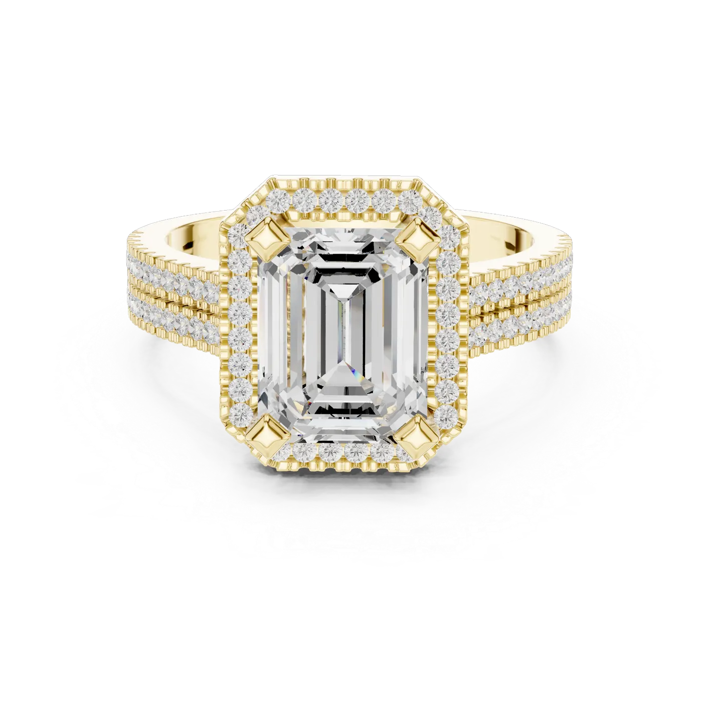 Bague de fiançailles Iris 1,75 ct n°3 en or jaune 18 carats, diamant taille émeraude, vue 4
