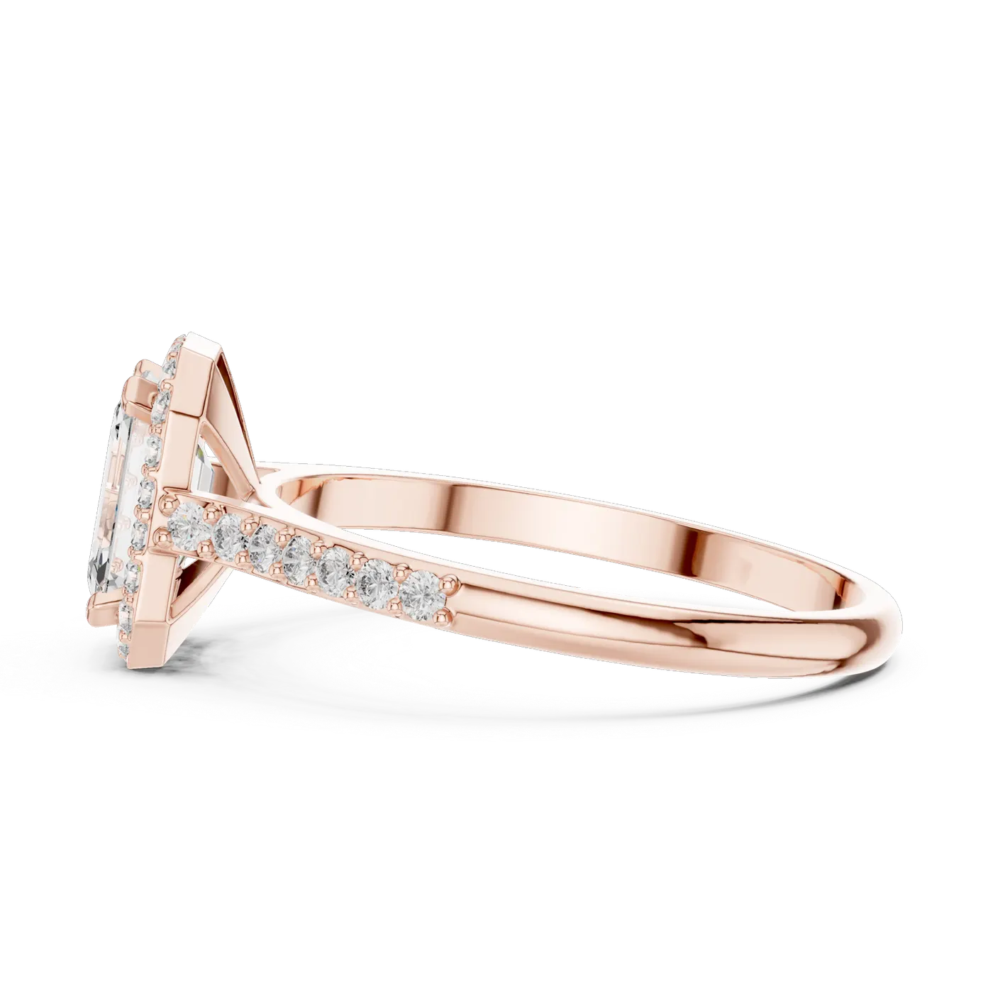 Bague de fiançailles Iris 0,68 ct en or rose 18 carats, diamant taille émeraude, vue 3