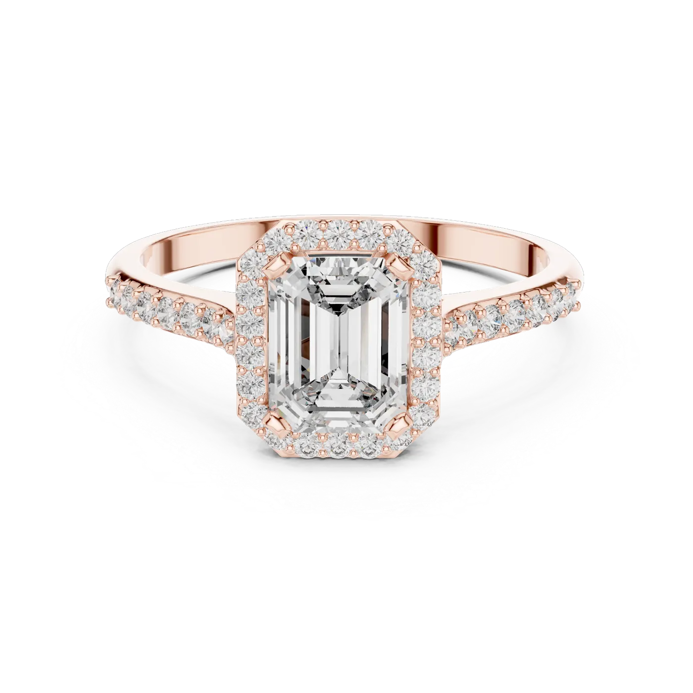 Bague de fiançailles Iris 0,68 ct en or rose 18 carats, diamant taille émeraude, vue 4