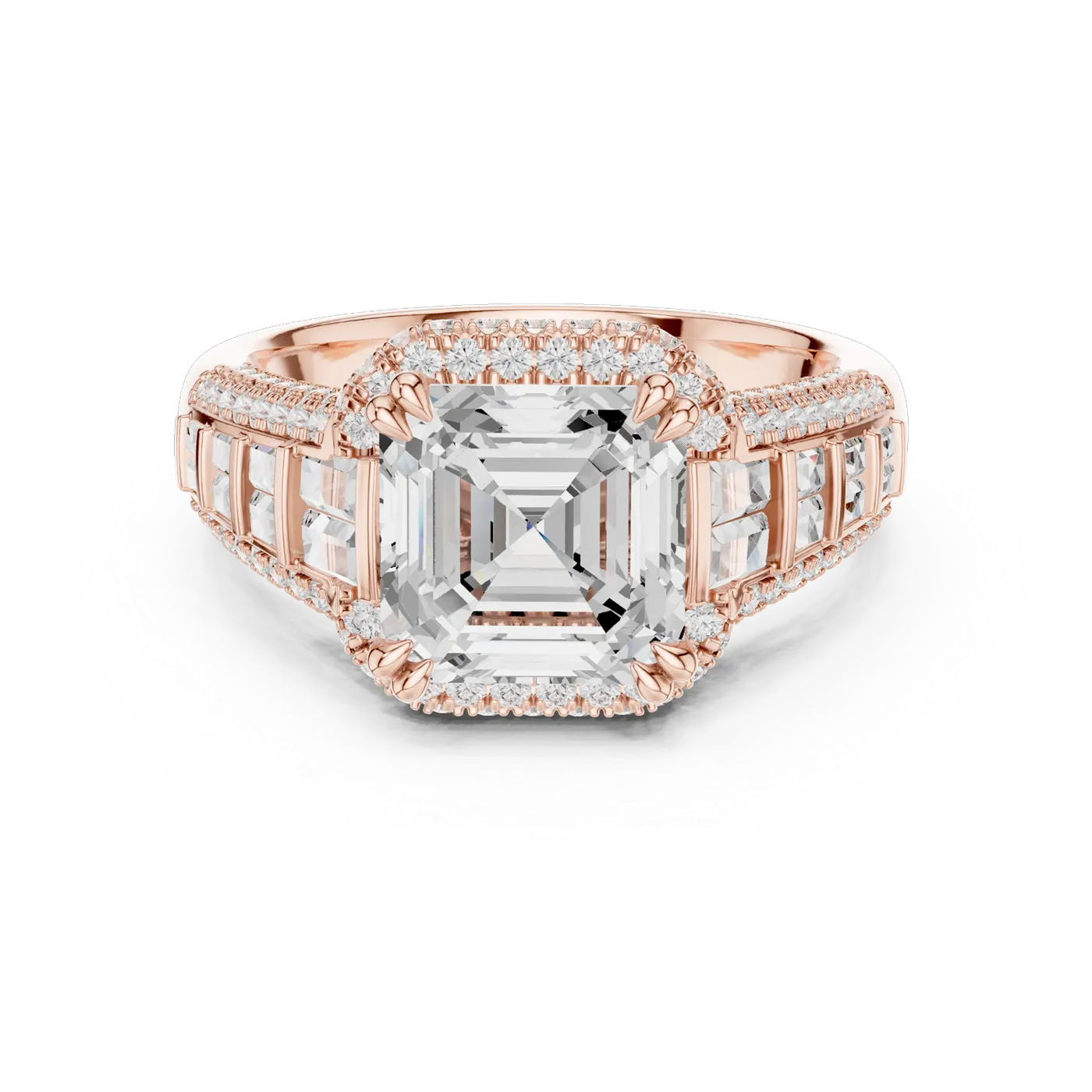 Bague de fiançailles Iris 2,03 ct en or rose 18 carats, diamant taille émeraude, vue 4