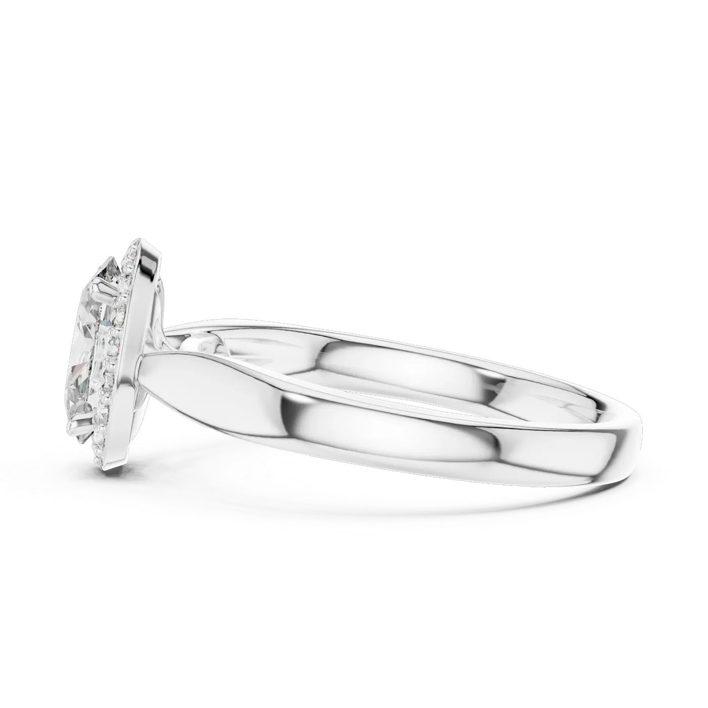Bague de fiançailles Magnolia 0,77 ct en or blanc 18 carats, diamant ovale, vue 3