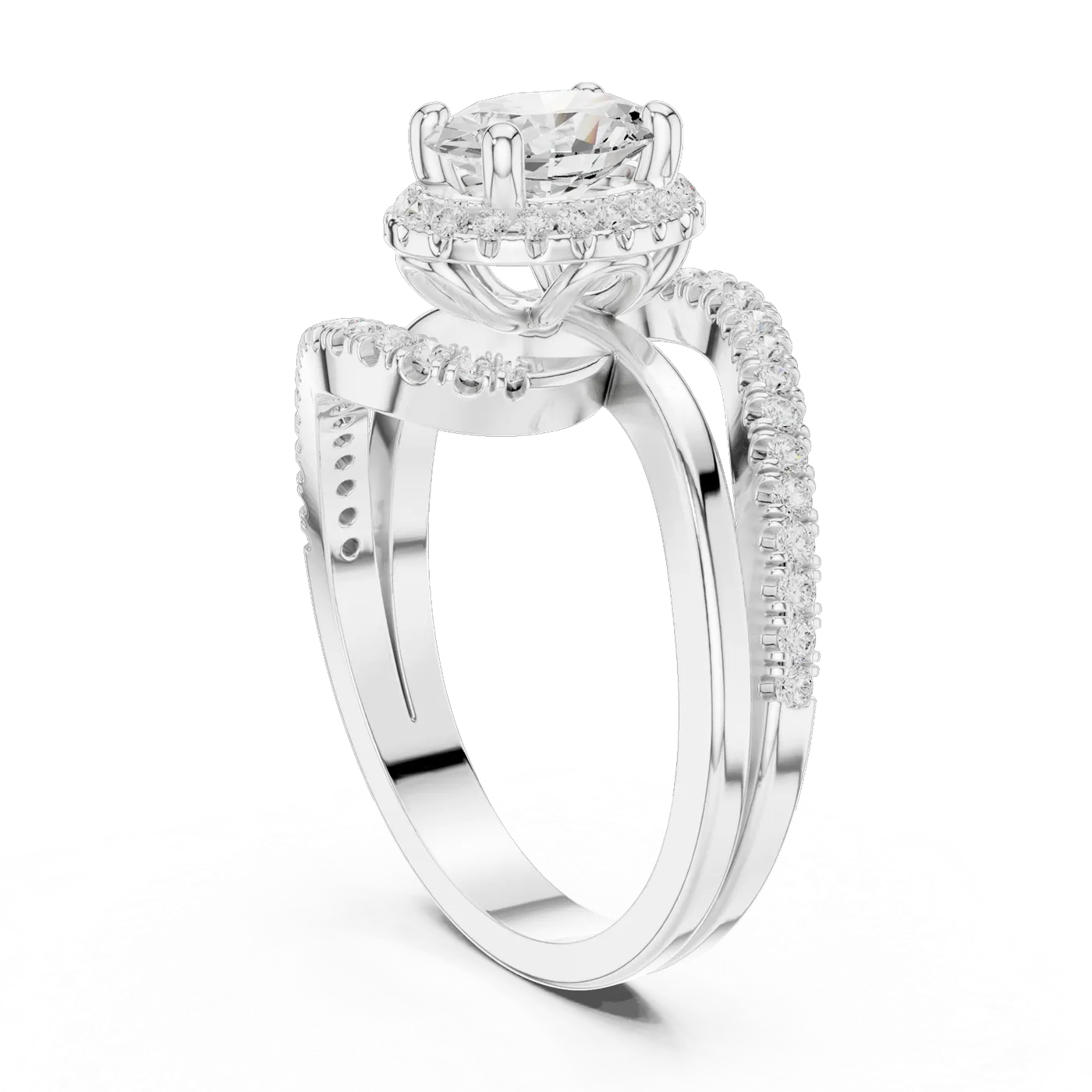 Bague de fiançailles Magnolia 0,90 ct en or blanc 18 carats, diamant ovale, vue 1