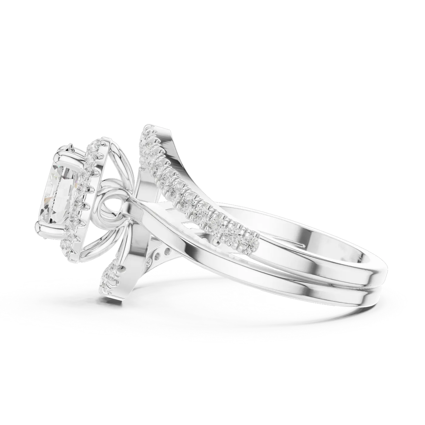 Bague de fiançailles Magnolia 0,90 ct en or blanc 18 carats, diamant ovale, vue 3