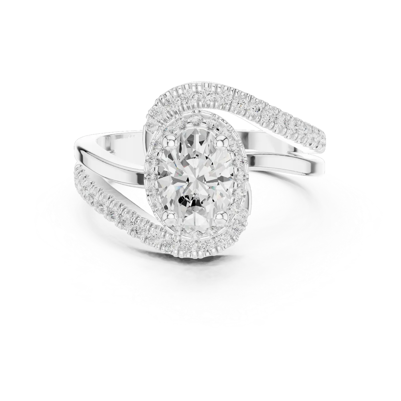 Bague de fiançailles Magnolia 0,90 ct en or blanc 18 carats, diamant ovale, vue 4