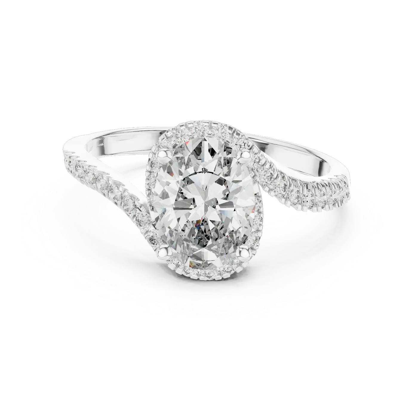 Bague de fiançailles Magnolia 1,14 ct n°2 en or blanc 18 carats, diamant ovale, vue 4