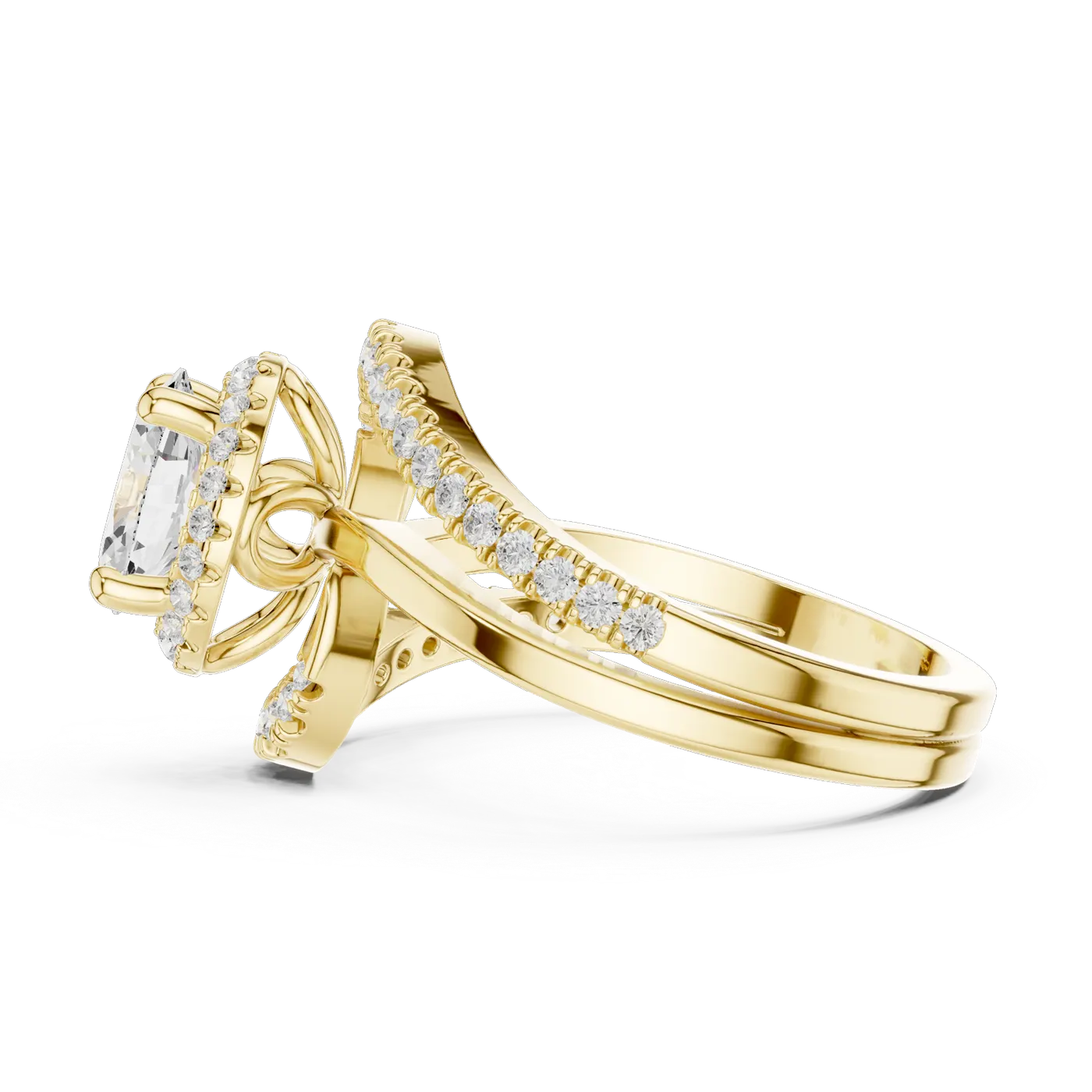 Bague de fiançailles Magnolia 0,90 ct en or jaune 18 carats, diamant ovale, vue 3