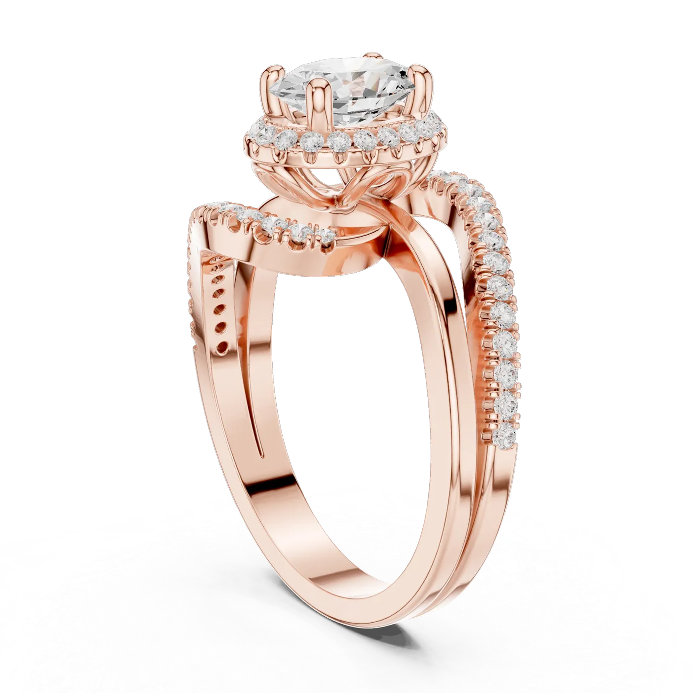 Bague de fiançailles Magnolia 0,90 ct en or rose 18 carats, diamant ovale, vue 1