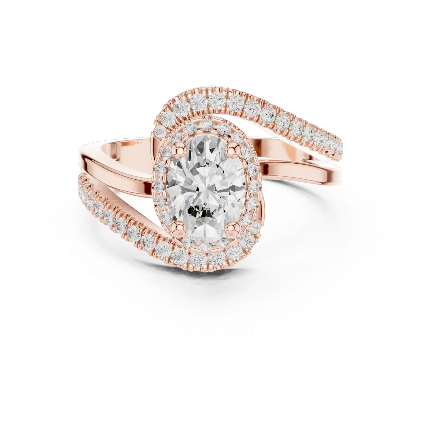Bague de fiançailles Magnolia 0,90 ct en or rose 18 carats, diamant ovale, vue 4
