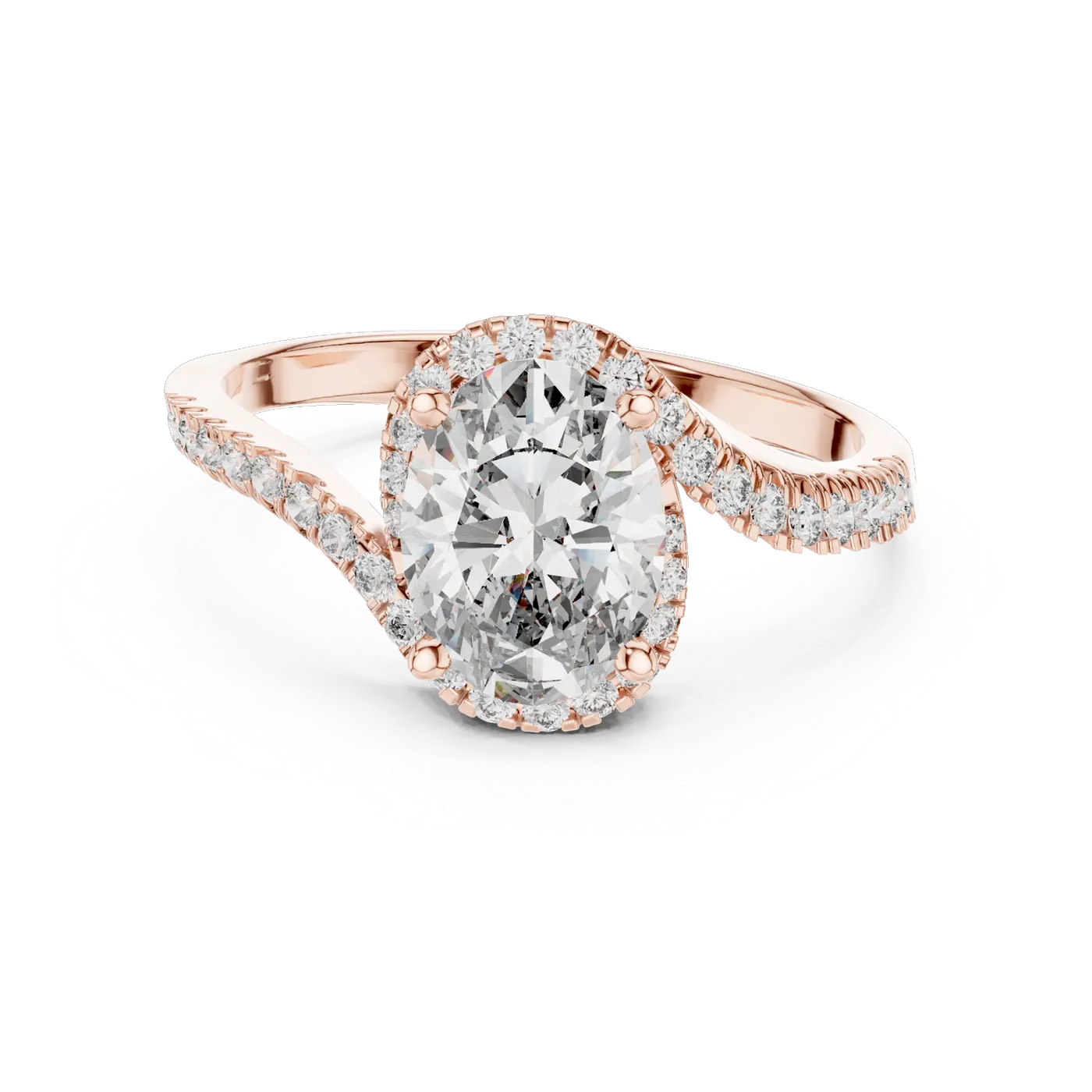 Bague de fiançailles Magnolia 1,14 ct n°2 en or rose 18 carats, diamant ovale, vue 4