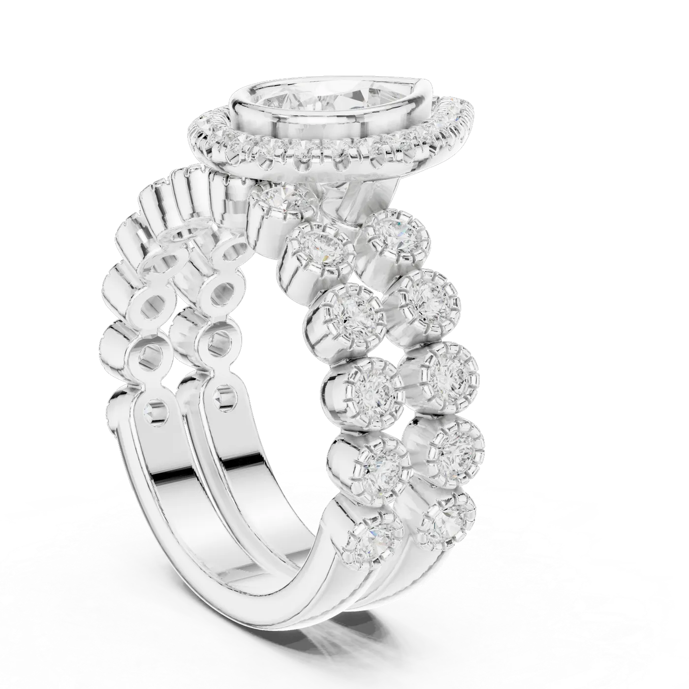 Bague de fiançailles Dahlia 1,28 ct n°2 en or blanc 18 carats, diamant poire, vue 1