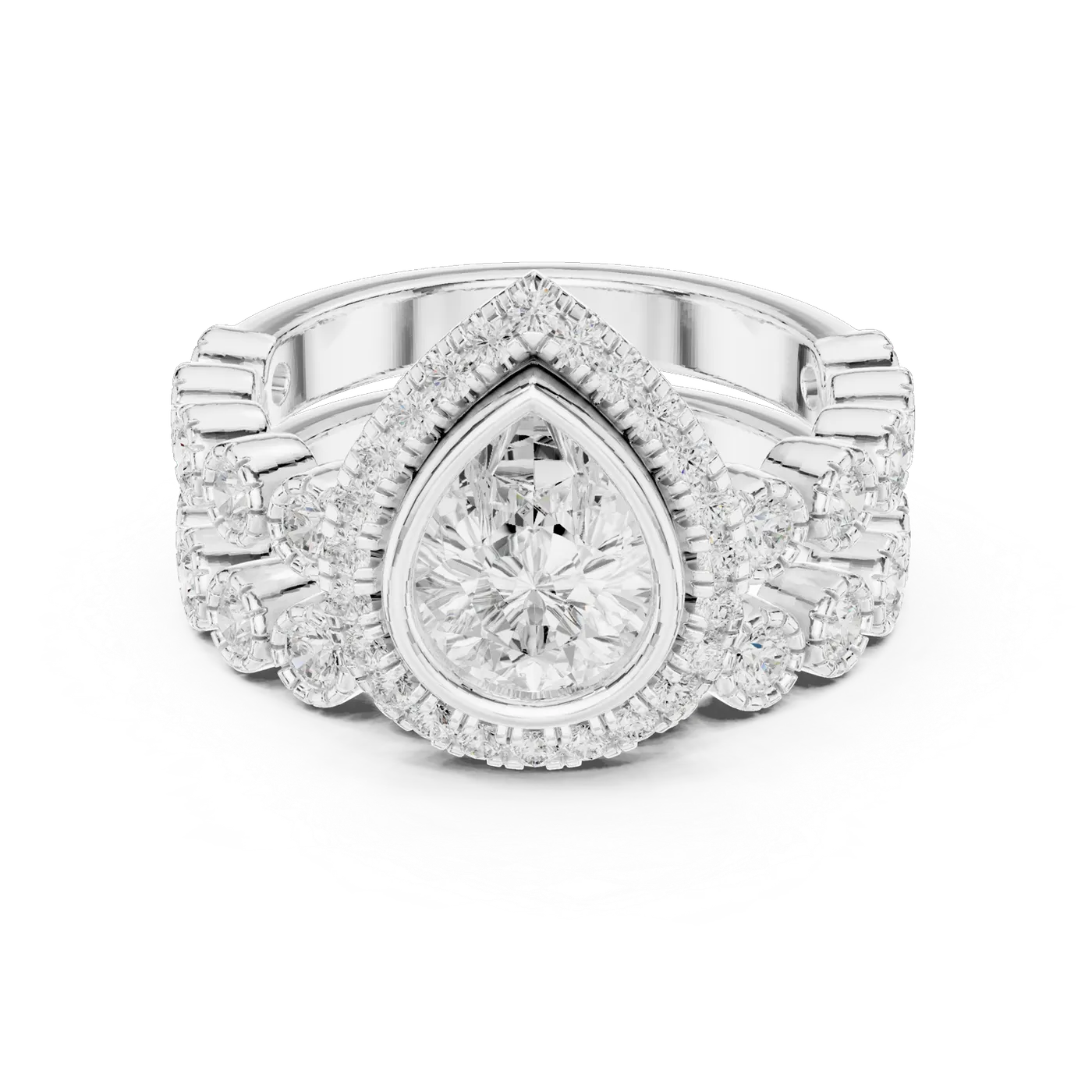 Bague de fiançailles Dahlia 1,28 ct n°2 en or blanc 18 carats, diamant poire, vue 4