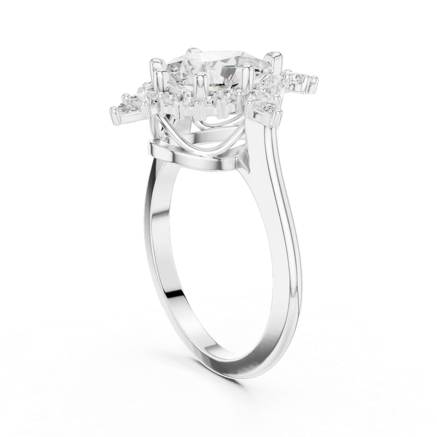 Bague de fiançailles Dahlia 1,75 ct en or blanc 18 carats, diamant poire, vue 1