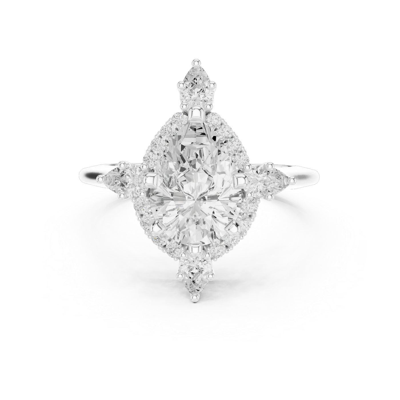 Bague de fiançailles Dahlia 1,75 ct en or blanc 18 carats, diamant poire, vue 4