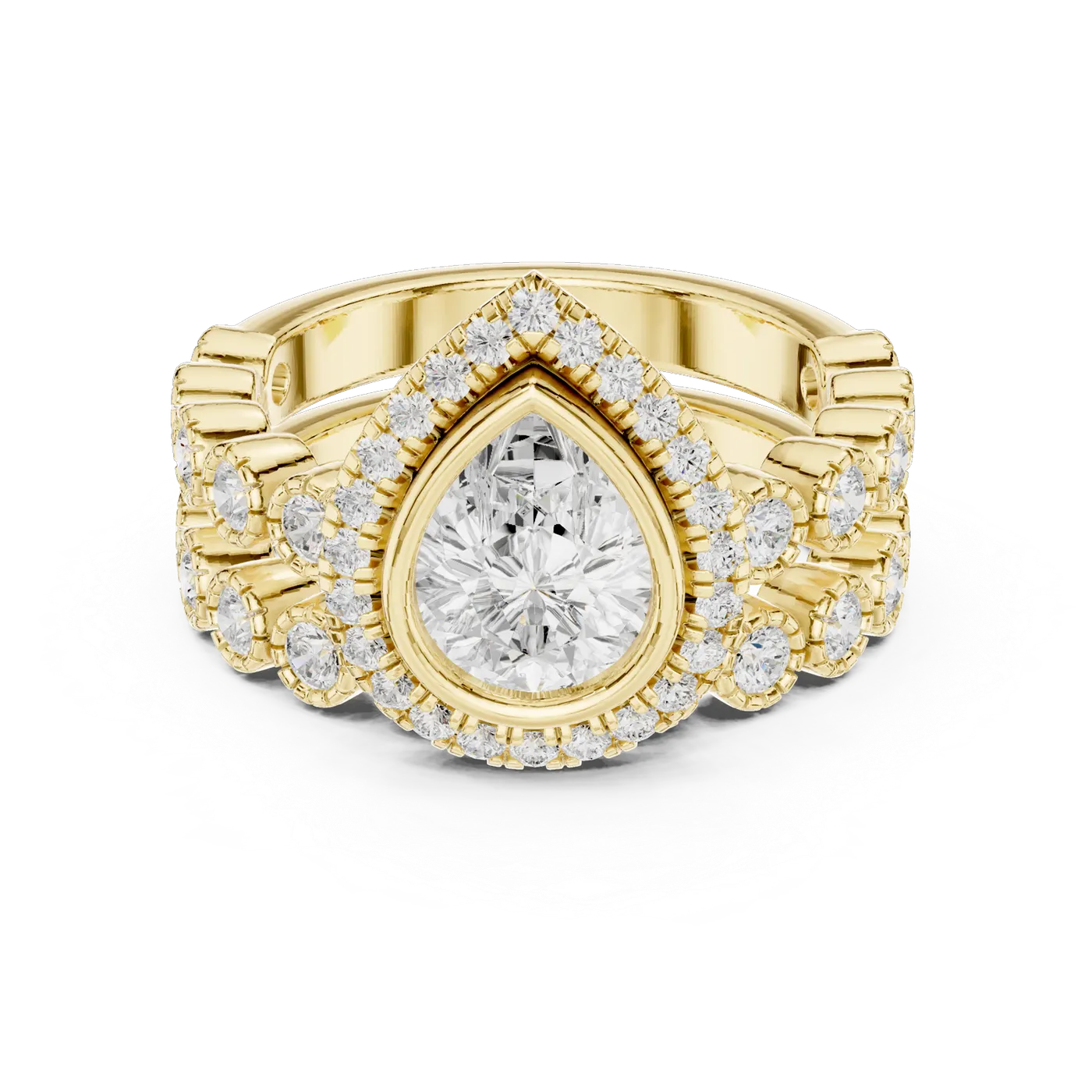 Bague de fiançailles Dahlia 1,28 ct n°2 en or jaune 18 carats, diamant poire, vue 4