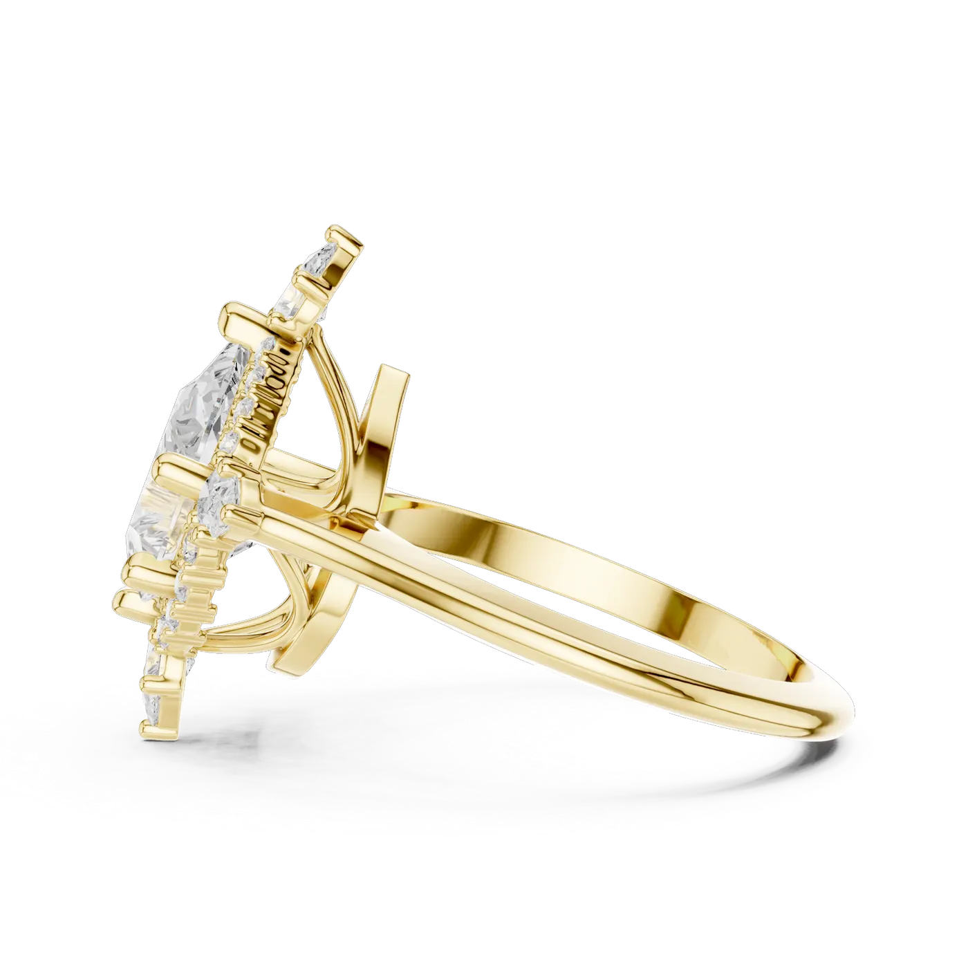 Bague de fiançailles Dahlia 1,75 ct en or jaune 18 carats, diamant poire, vue 3