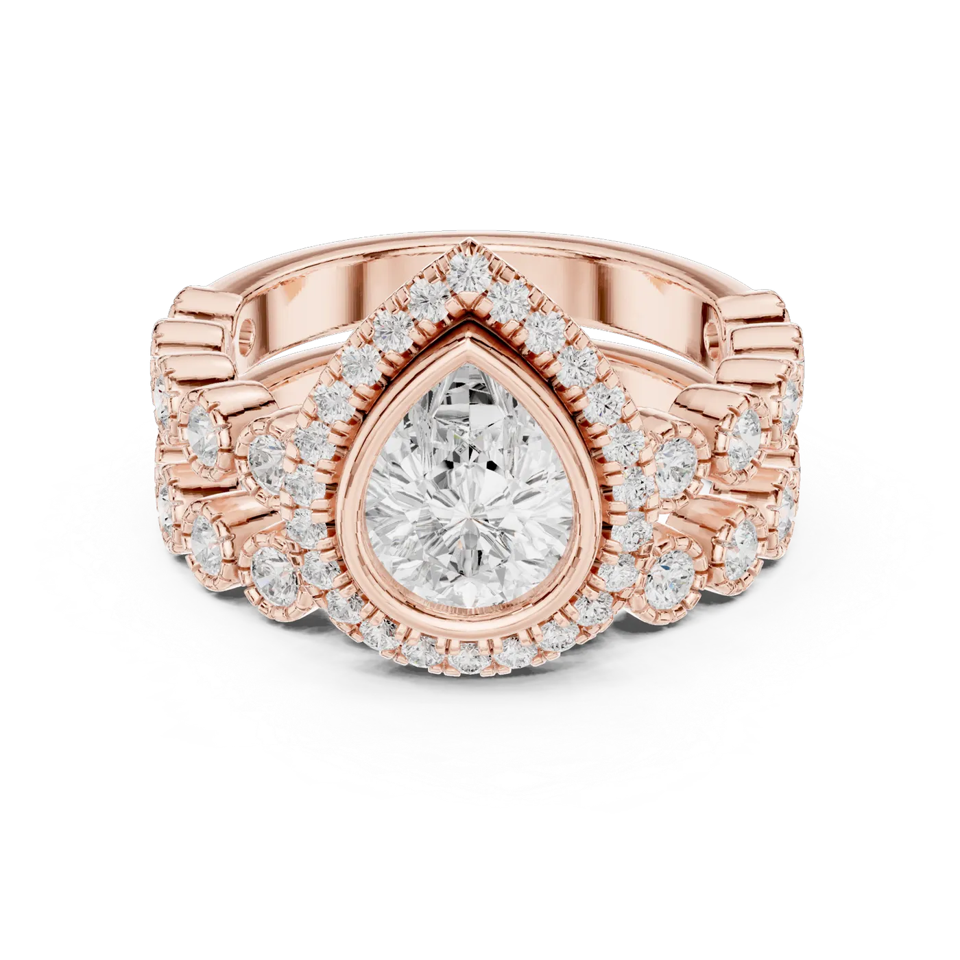 Bague de fiançailles Dahlia 1,28 ct n°2 en or rose 18 carats, diamant poire, vue 4