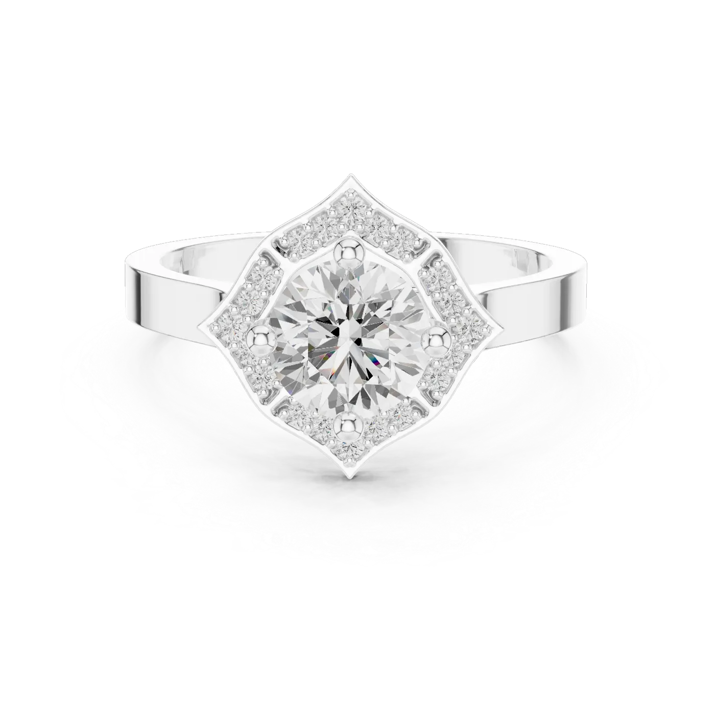 Bague de fiançailles Marguerite 0,90 ct en or blanc 18 carats, diamant rond, vue 4