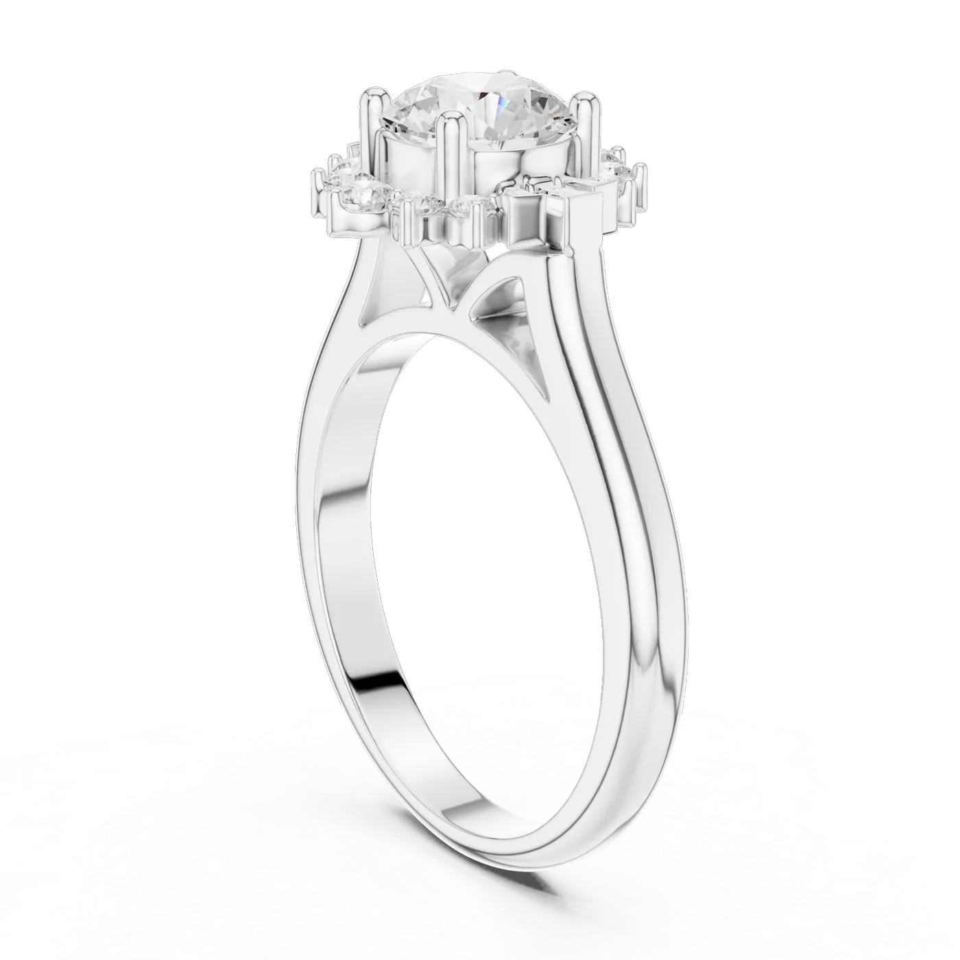 Bague de fiançailles Marguerite 0,98 ct en or blanc 18 carats, diamant rond, vue 1