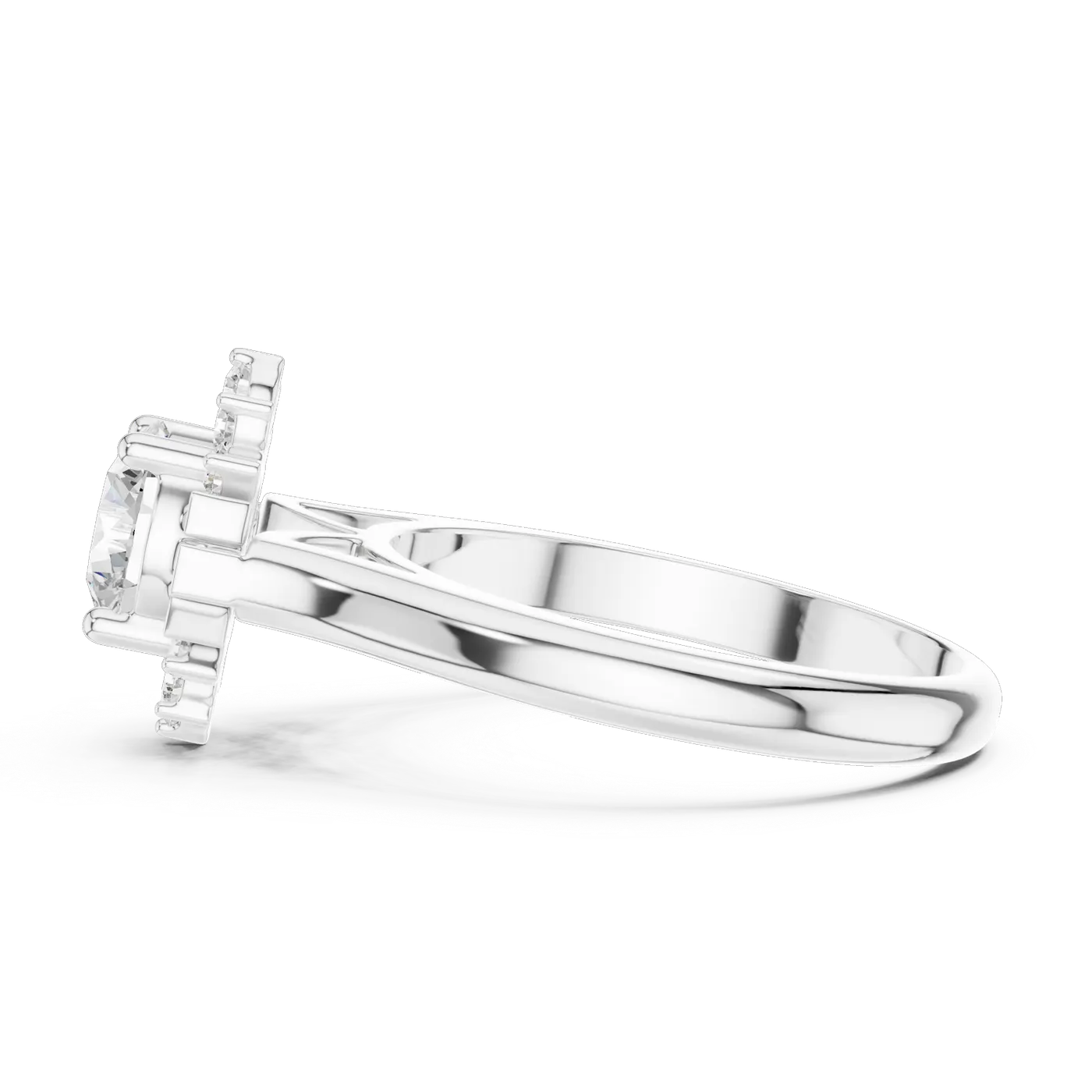 Bague de fiançailles Marguerite 0,98 ct en or blanc 18 carats, diamant rond, vue 3