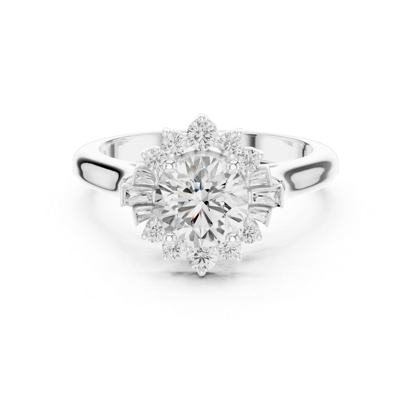 Bague de fiançailles Marguerite 0,98 ct en or blanc 18 carats, diamant rond, vue 4