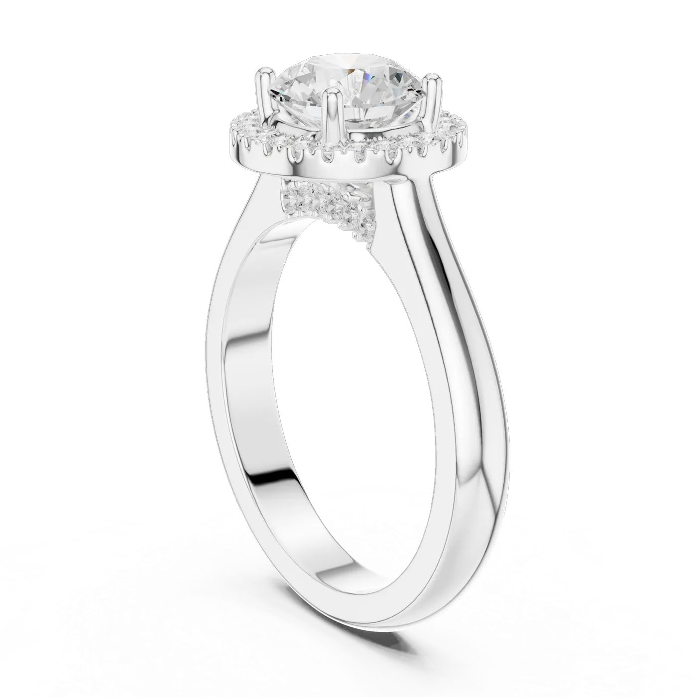 Bague de fiançailles Marguerite 1,29 ct en or blanc 18 carats, diamant rond, vue 1