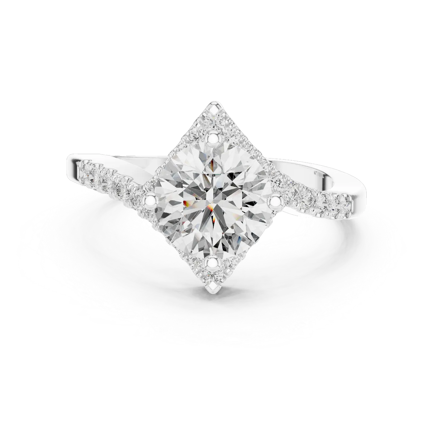 Bague de fiançailles Marguerite 1,46 ct n°2 en or blanc 18 carats, diamant rond, vue 4
