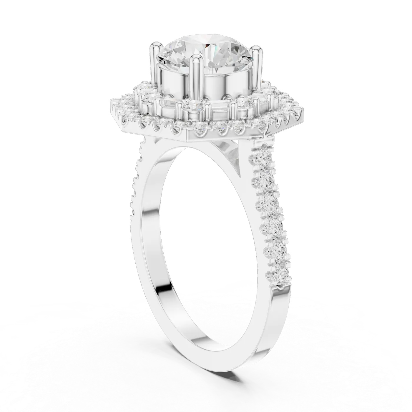 Bague de fiançailles Marguerite 1,52 ct en or blanc 18 carats, diamant rond, vue 1