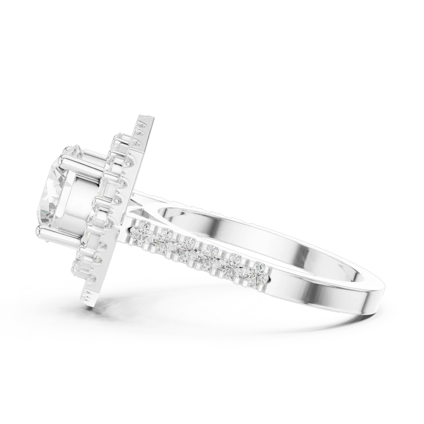 Bague de fiançailles Marguerite 1,52 ct en or blanc 18 carats, diamant rond, vue 3