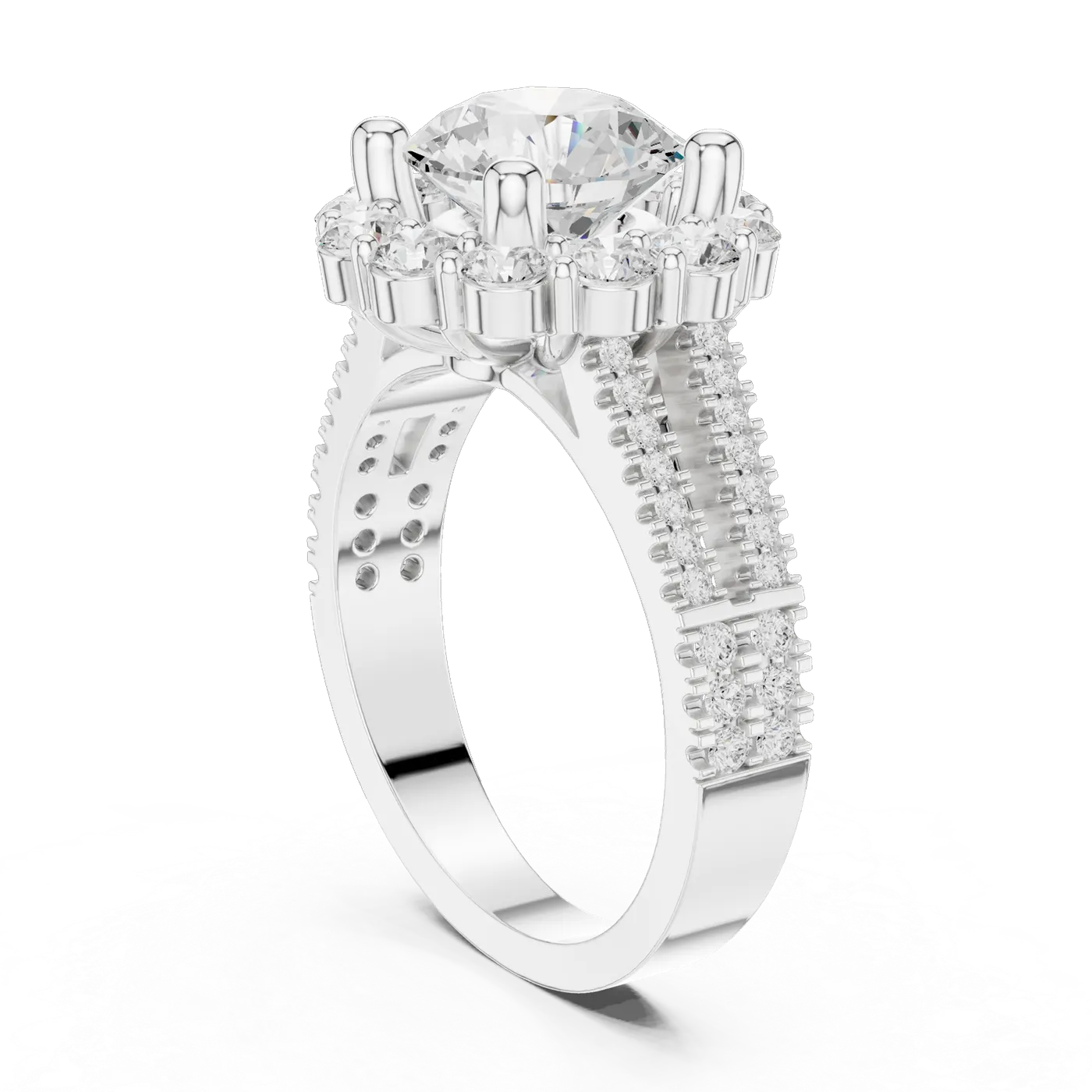 Bague de fiançailles Marguerite 2,07 ct n°4 en or blanc 18 carats, diamant rond, vue 1