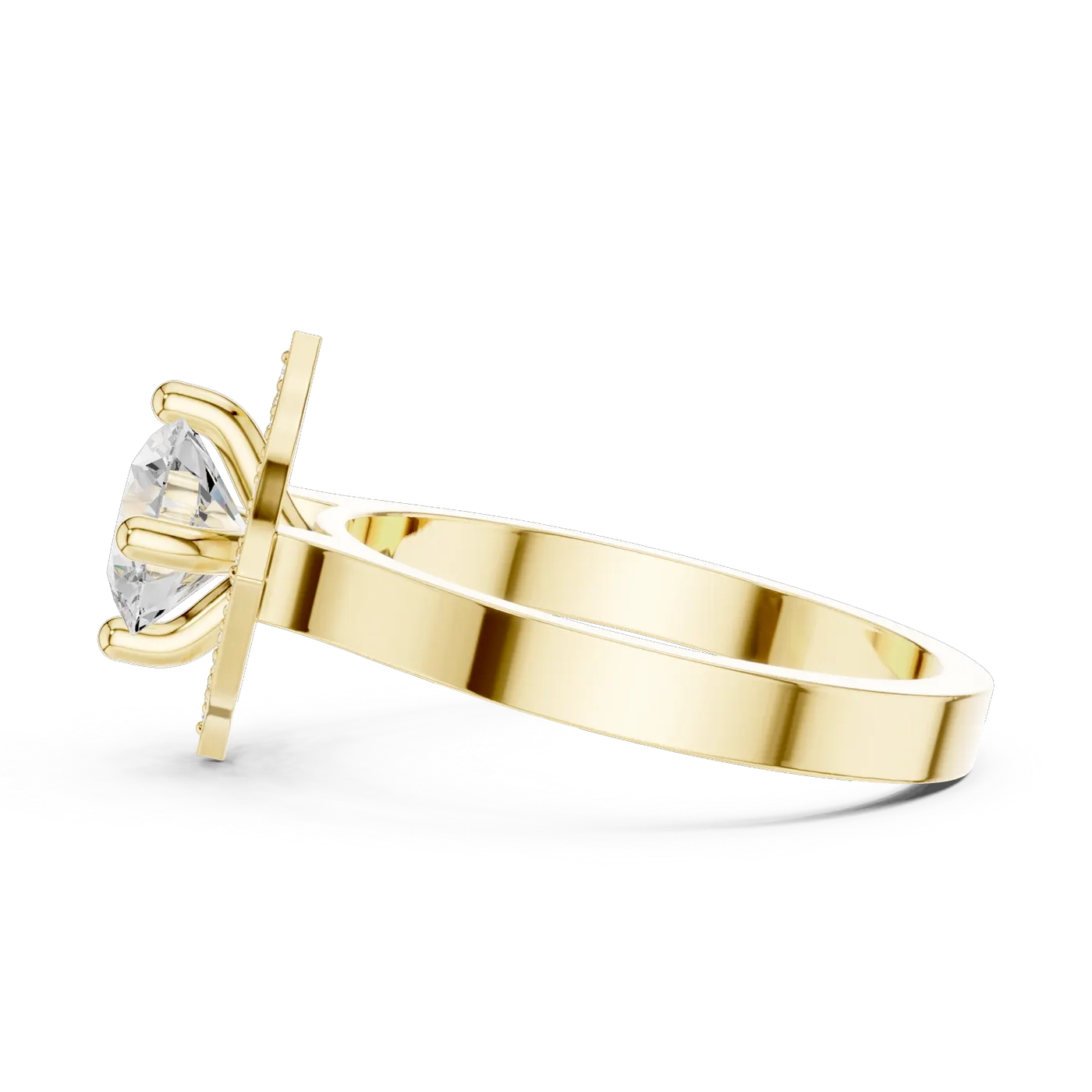 Bague de fiançailles Marguerite 0,90 ct en or jaune 18 carats, diamant rond, vue 3