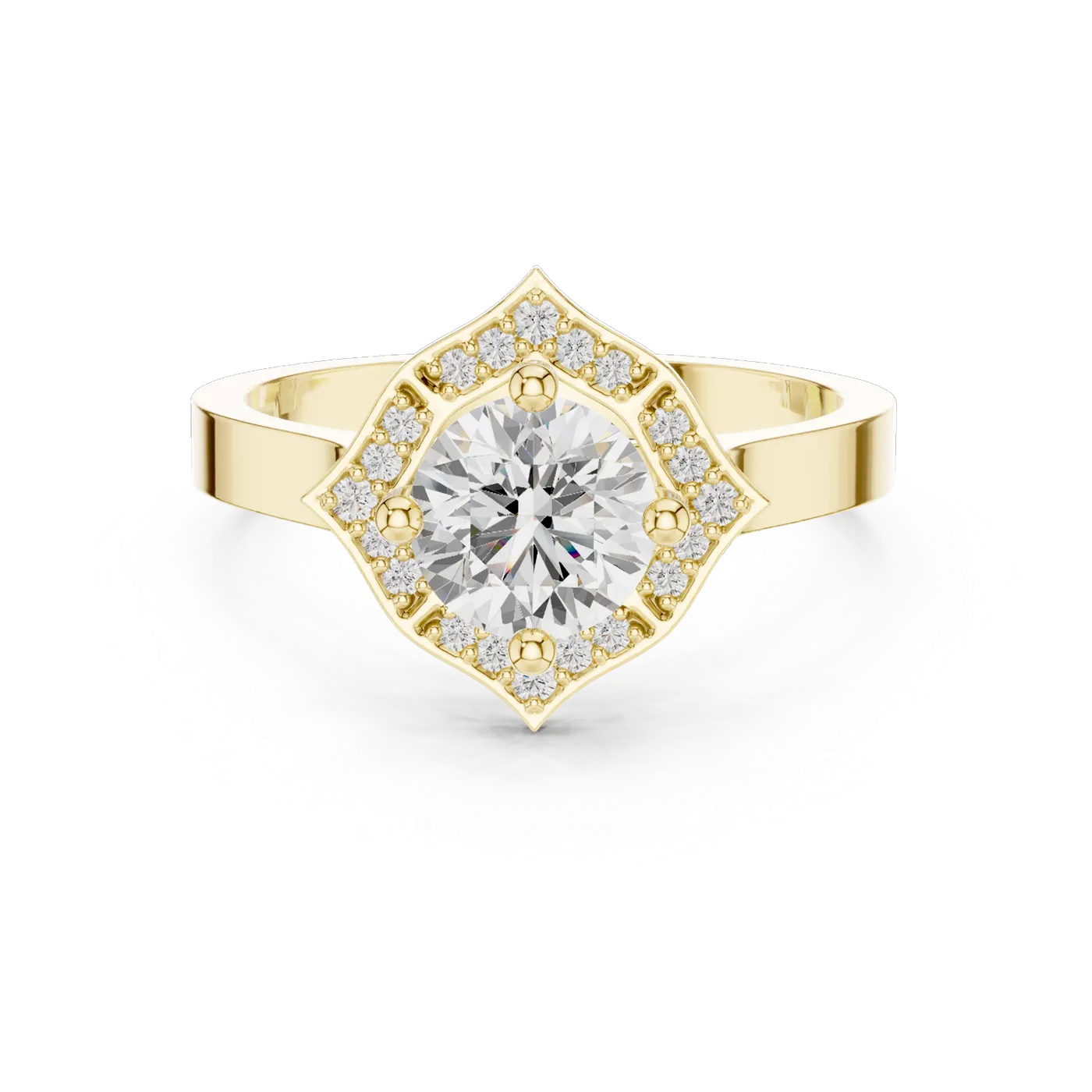Bague de fiançailles Marguerite 0,90 ct en or jaune 18 carats, diamant rond, vue 4