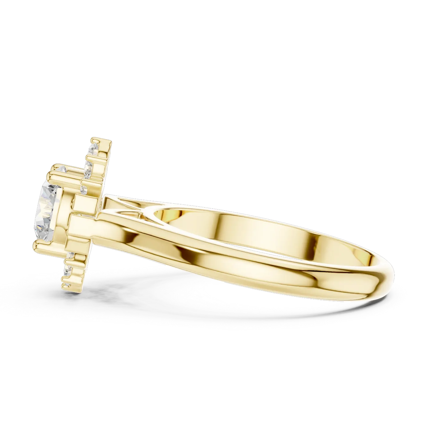 Bague de fiançailles Marguerite 0,98 ct en or jaune 18 carats, diamant rond, vue 3