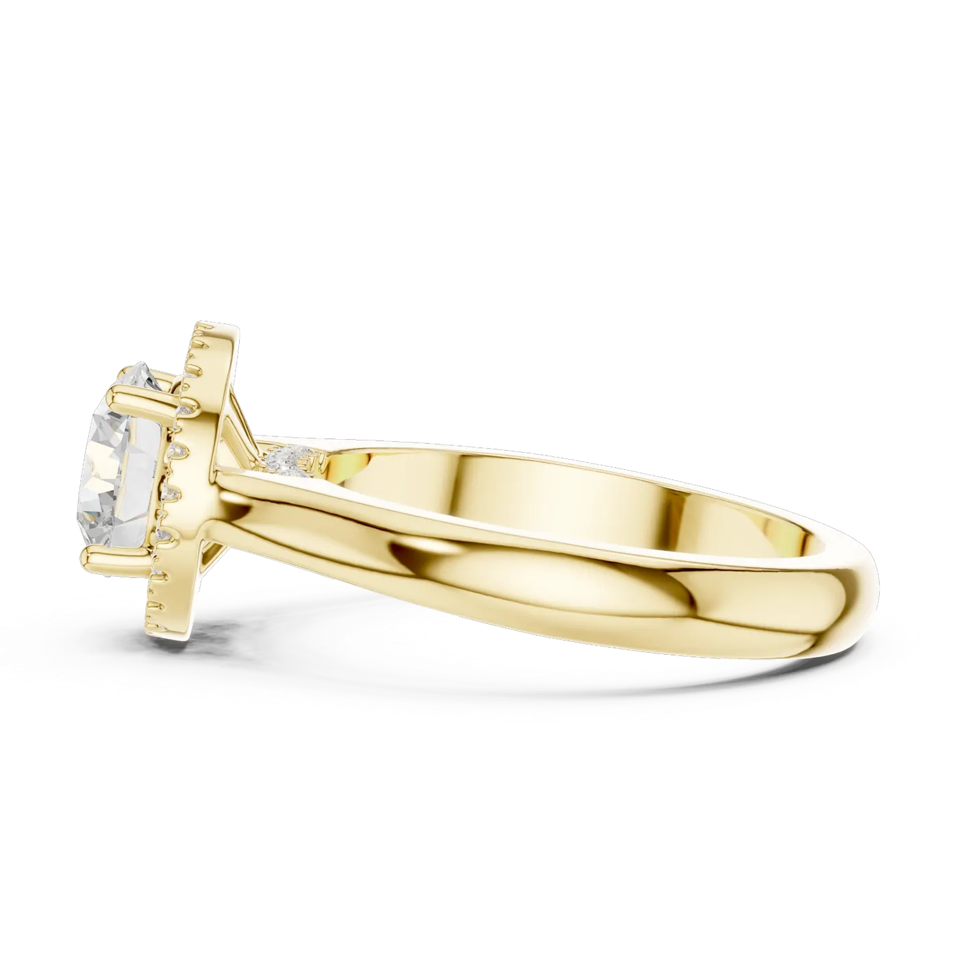 Bague de fiançailles Marguerite 1,29 ct en or jaune 18 carats, diamant rond, vue 3