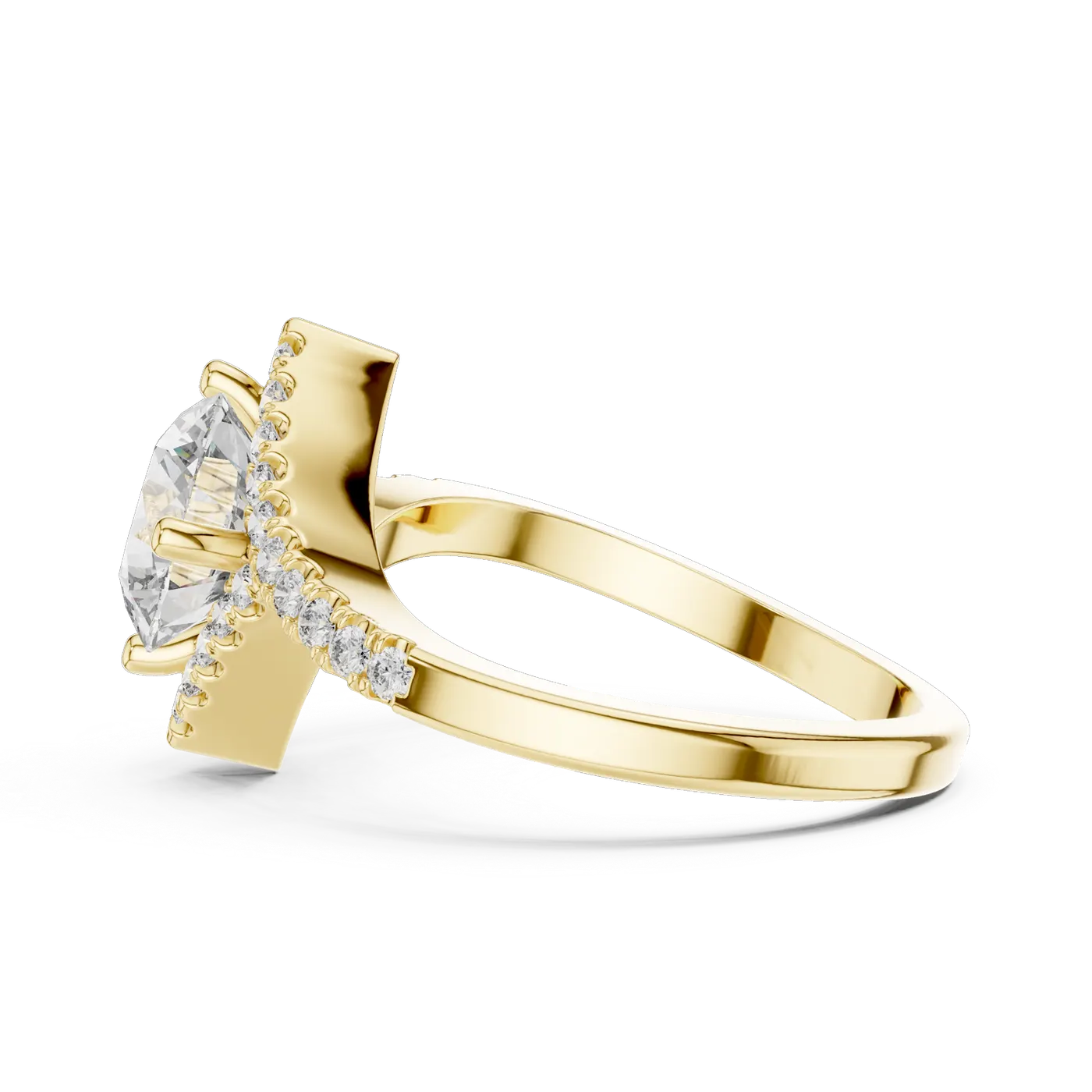 Bague de fiançailles Marguerite 1,46 ct n°2 en or jaune 18 carats, diamant rond, vue 3