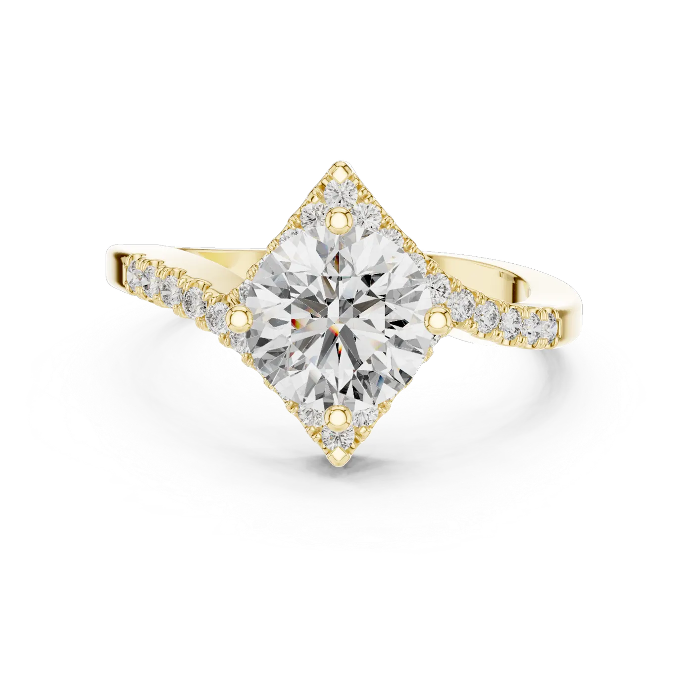 Bague de fiançailles Marguerite 1,46 ct n°2 en or jaune 18 carats, diamant rond, vue 4