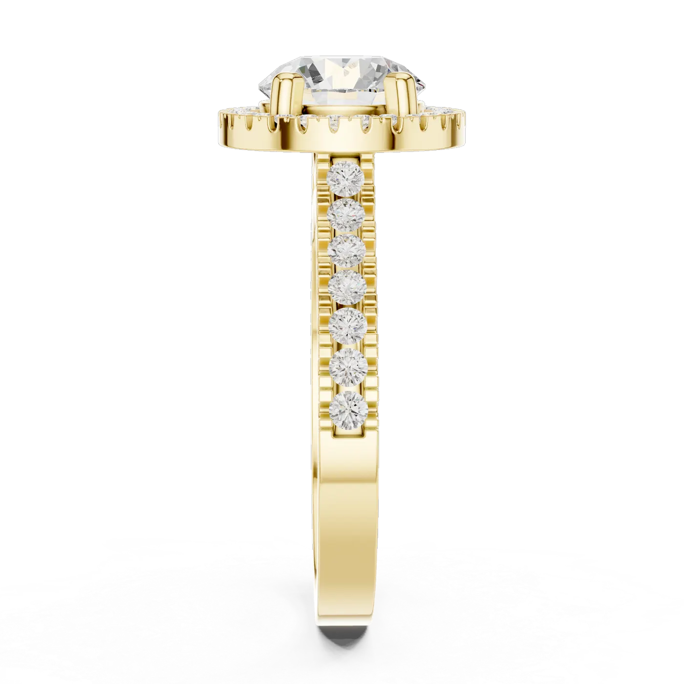 Bague de fiançailles Marguerite 1,52 ct n°2 en or jaune 18 carats, diamant rond, vue 3