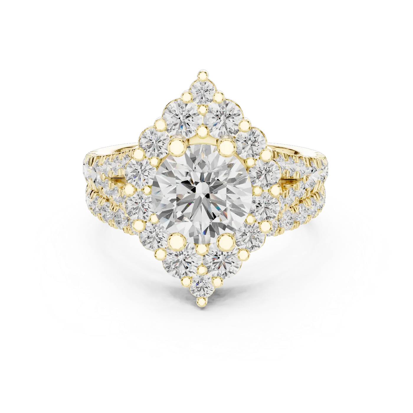 Bague de fiançailles Marguerite 1,58 ct n°2 en or jaune 18 carats, diamant rond, vue 4