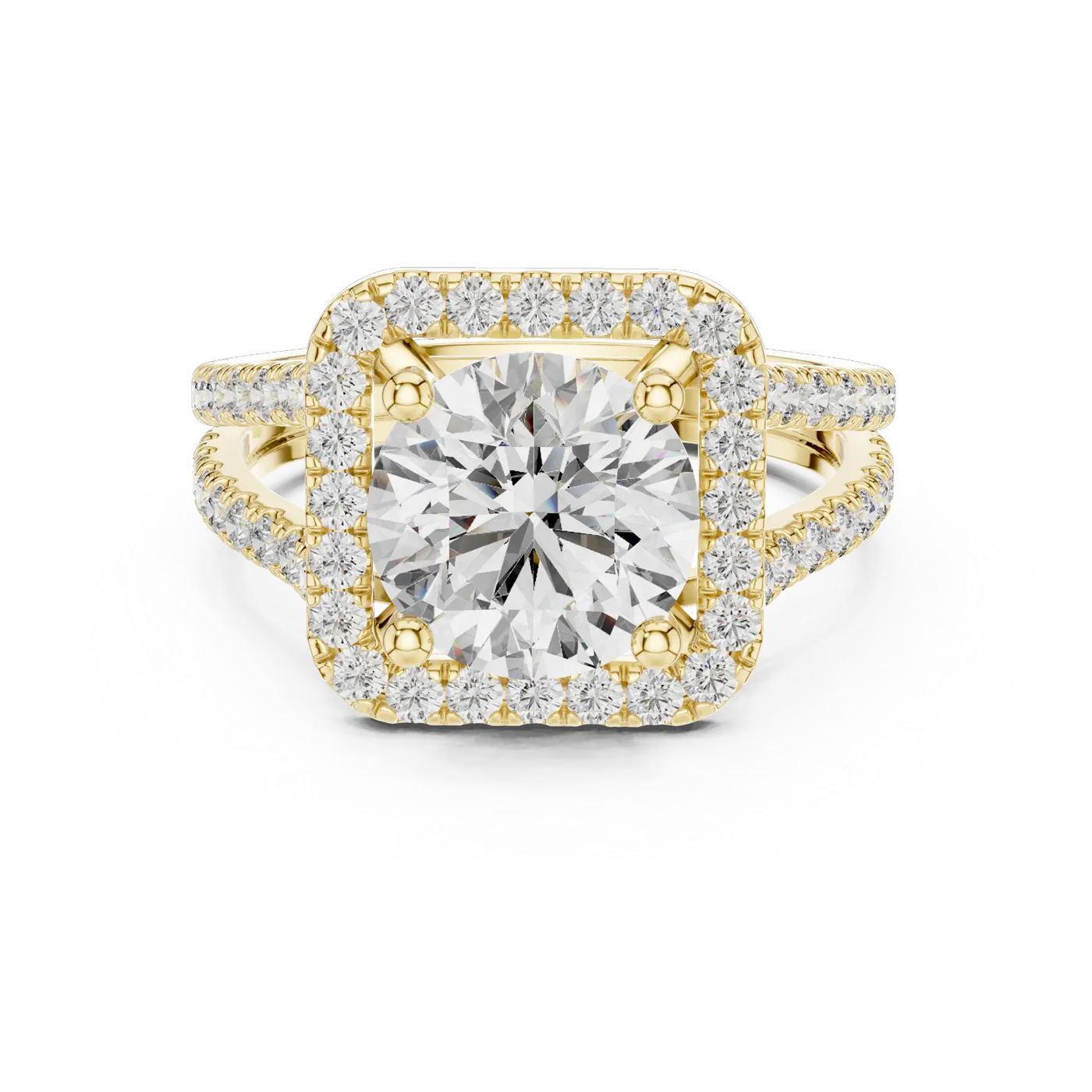 Bague de fiançailles Marguerite 2,07 ct n°3 en or jaune 18 carats, diamant rond, vue 4