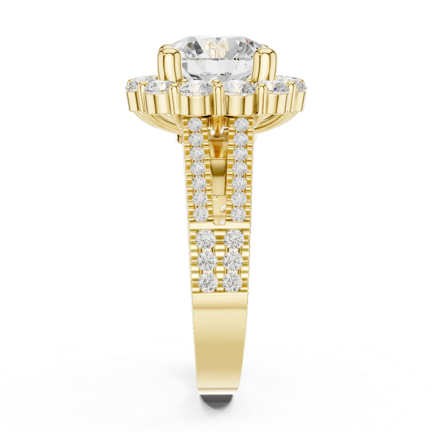 Bague de fiançailles Marguerite 2,07 ct n°4 en or jaune 18 carats, diamant rond, vue 3