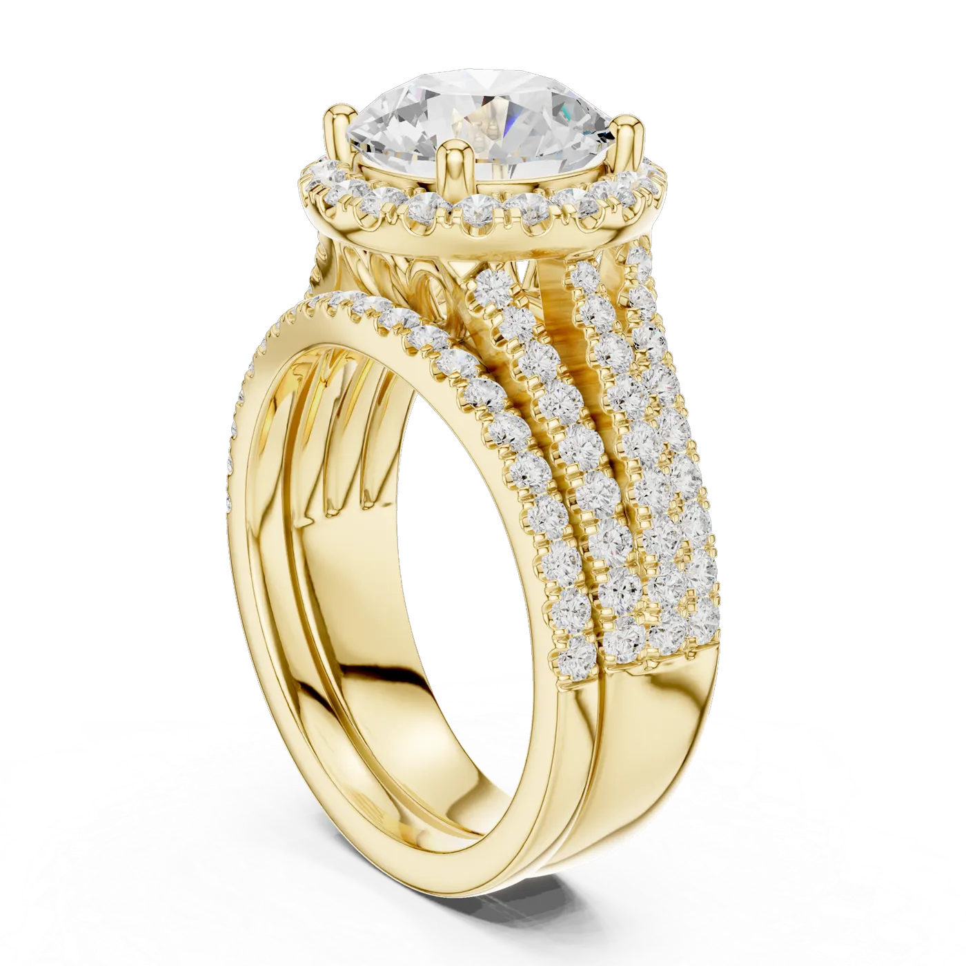Bague de fiançailles Marguerite 2,47 ct en or jaune 18 carats, diamant rond, vue 1