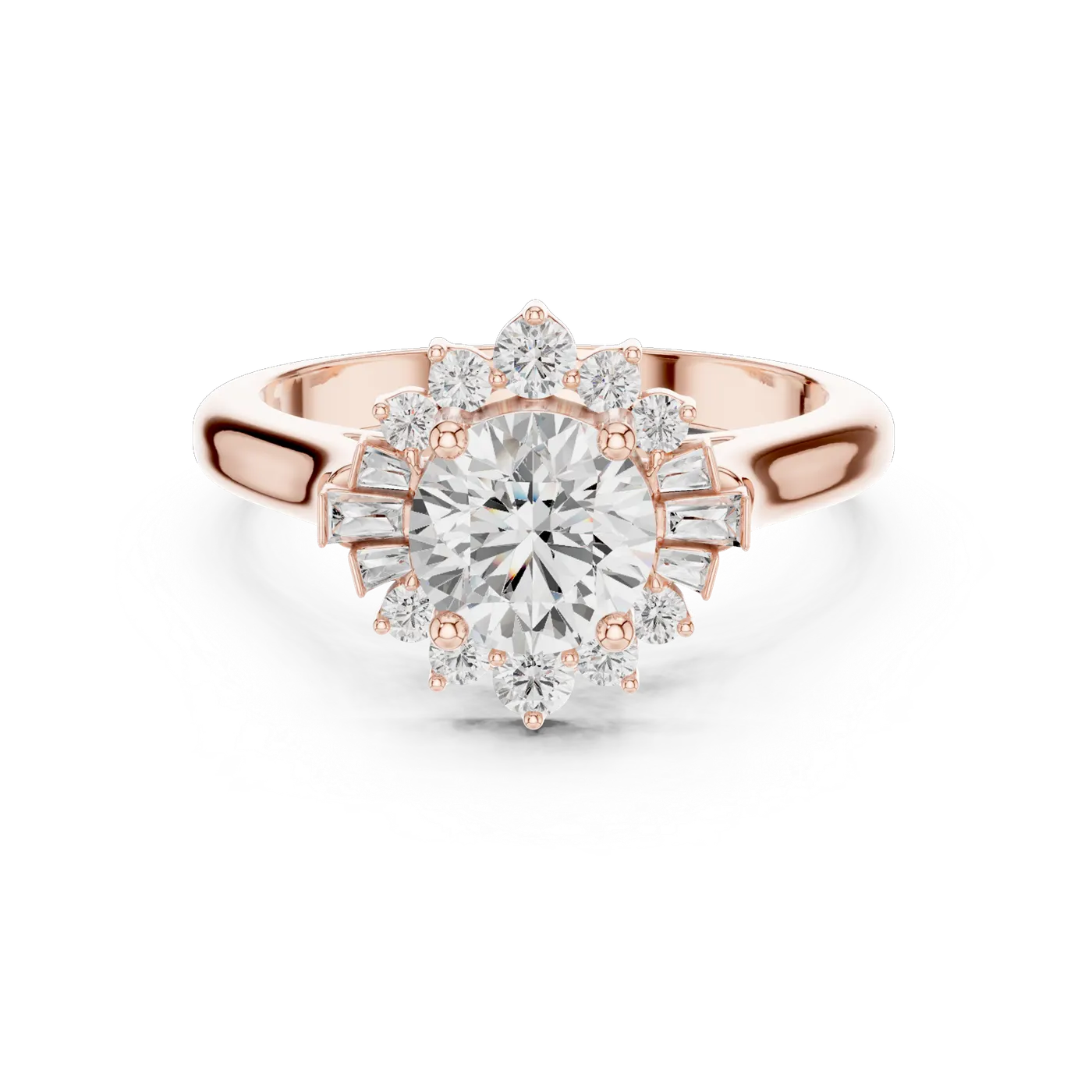 Bague de fiançailles Marguerite 0,98 ct en or rose 18 carats, diamant rond, vue 4