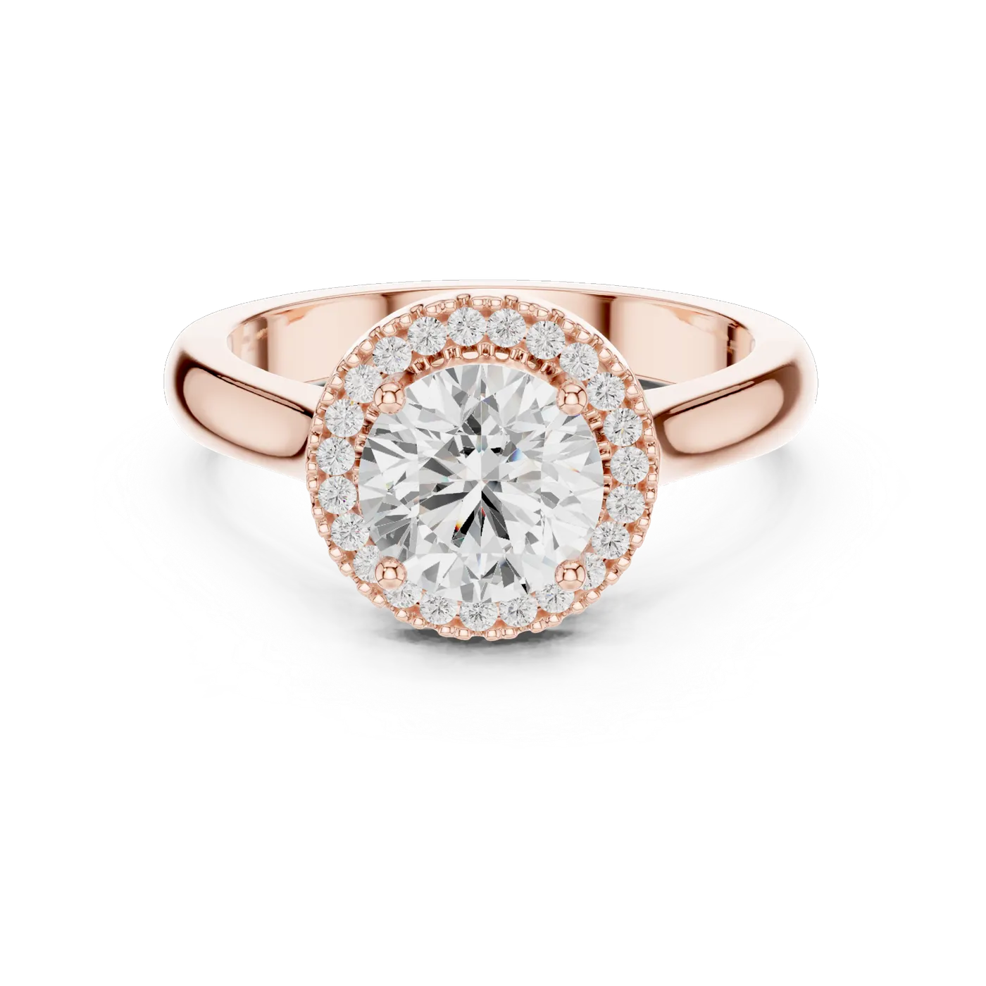 Bague de fiançailles Marguerite 1,29 ct en or rose 18 carats, diamant rond, vue 4