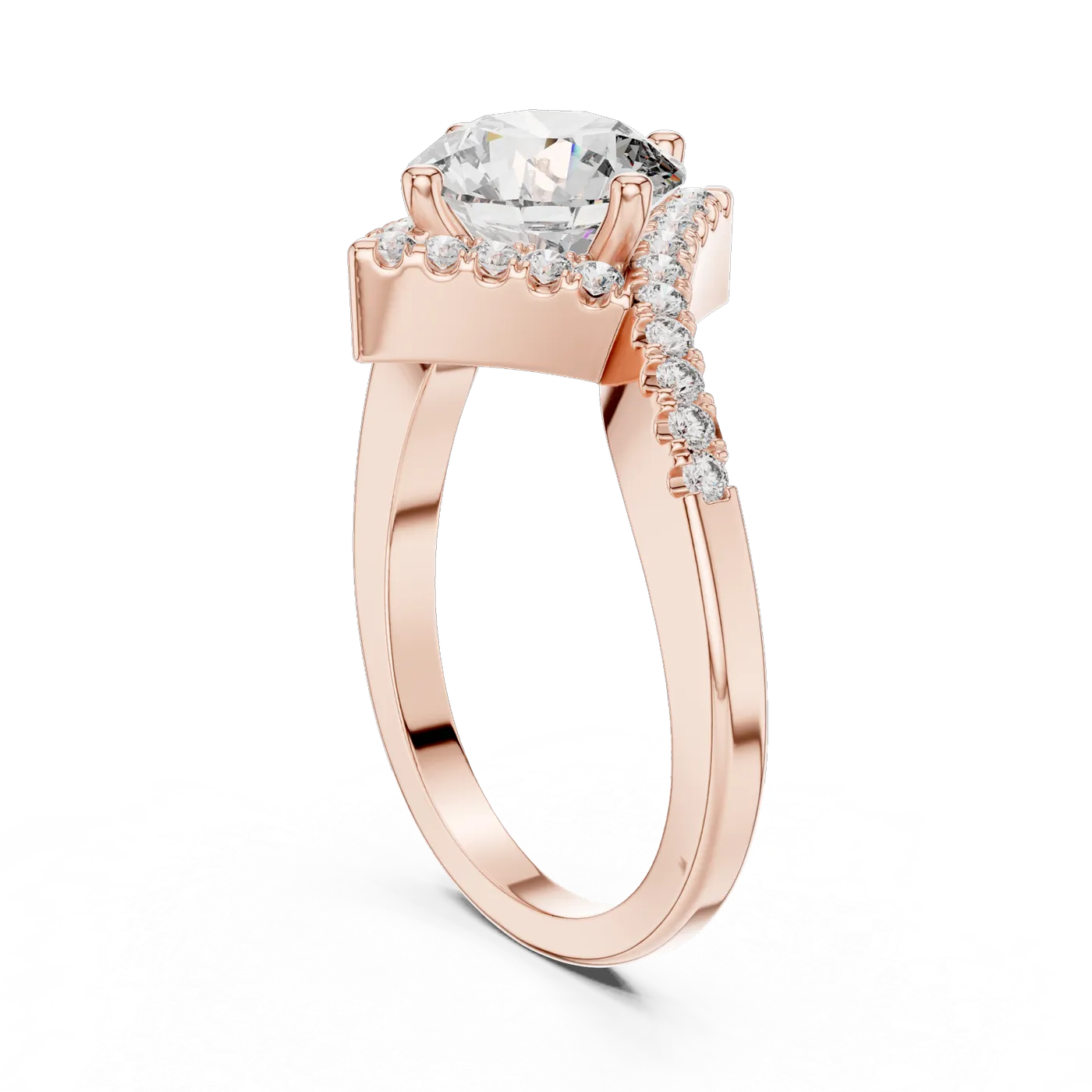 Bague de fiançailles Marguerite 1,46 ct n°2 en or rose 18 carats, diamant rond, vue 1